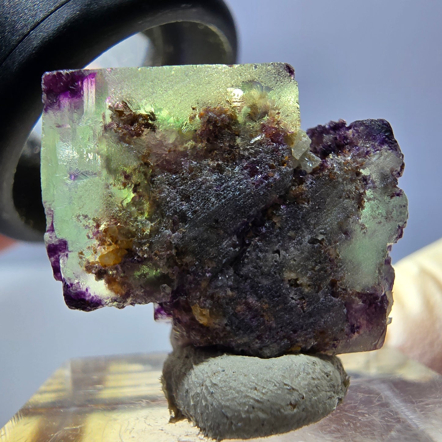 Phantom Fluorite Cube Specimen, green purple Okorusu, Namibia 22*21*18mm