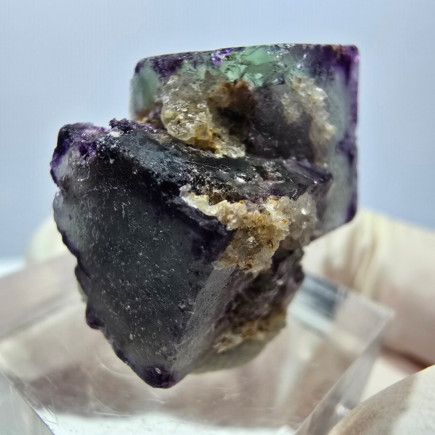 Phantom Fluorite Cube Specimen, green purple Okorusu, Namibia 22*21*18mm