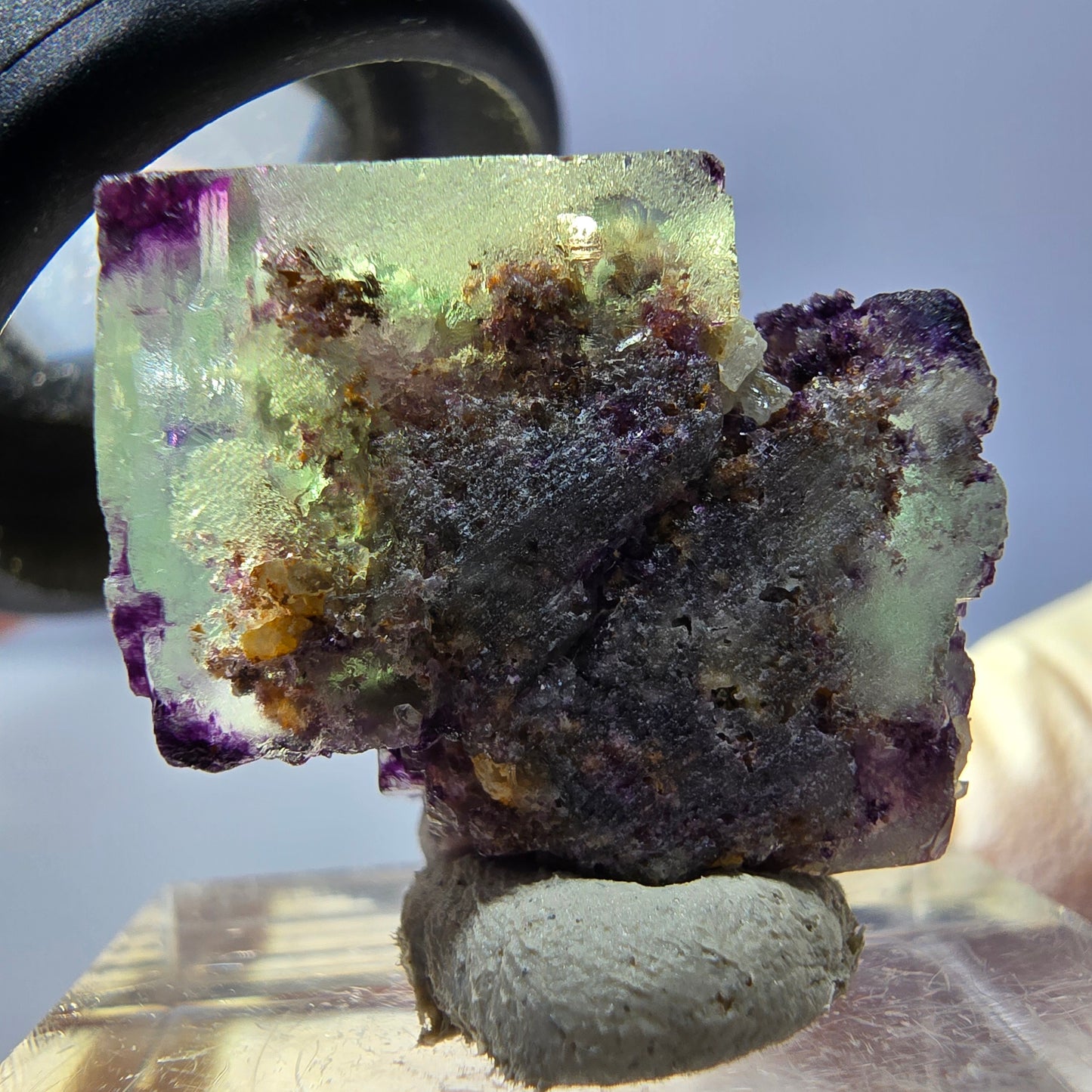 Phantom Fluorite Cube Specimen, green purple Okorusu, Namibia 22*21*18mm
