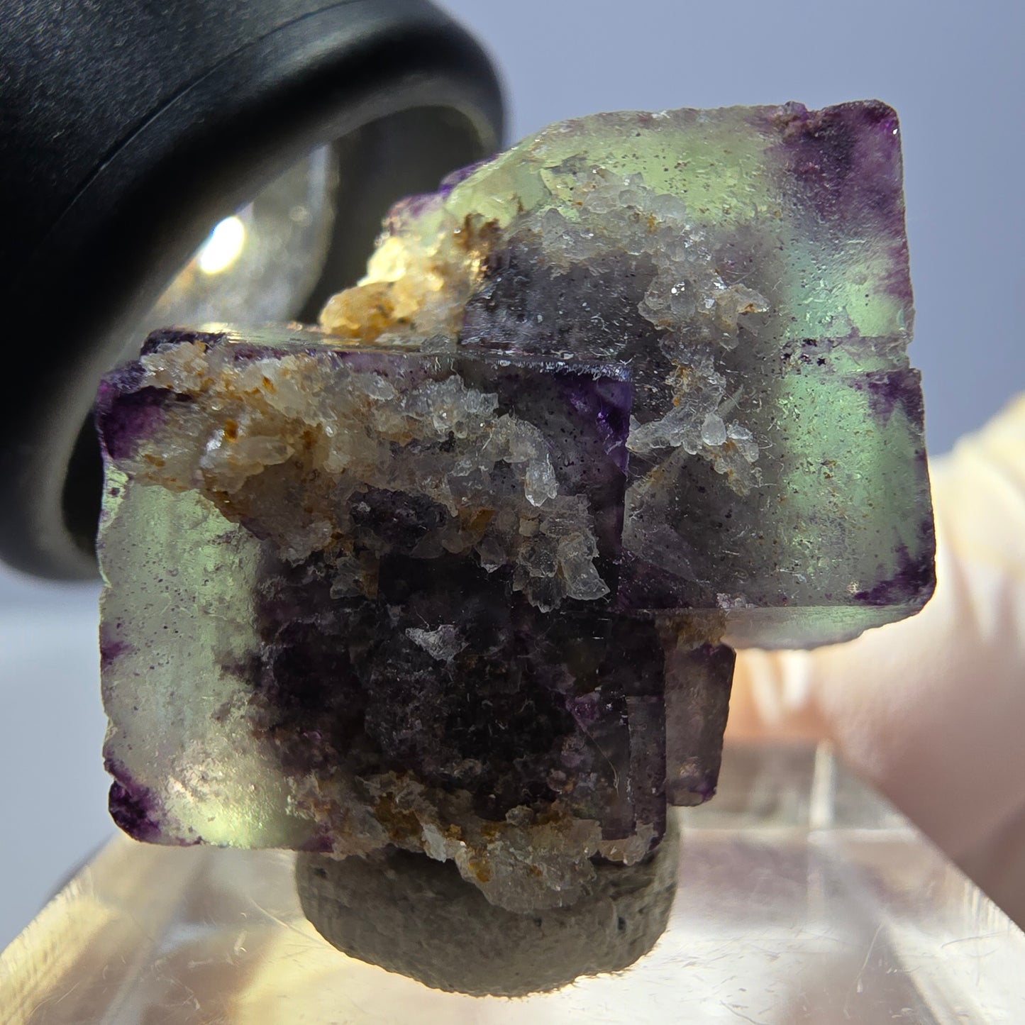 Phantom Fluorite Cube Specimen, green purple Okorusu, Namibia 22*21*18mm