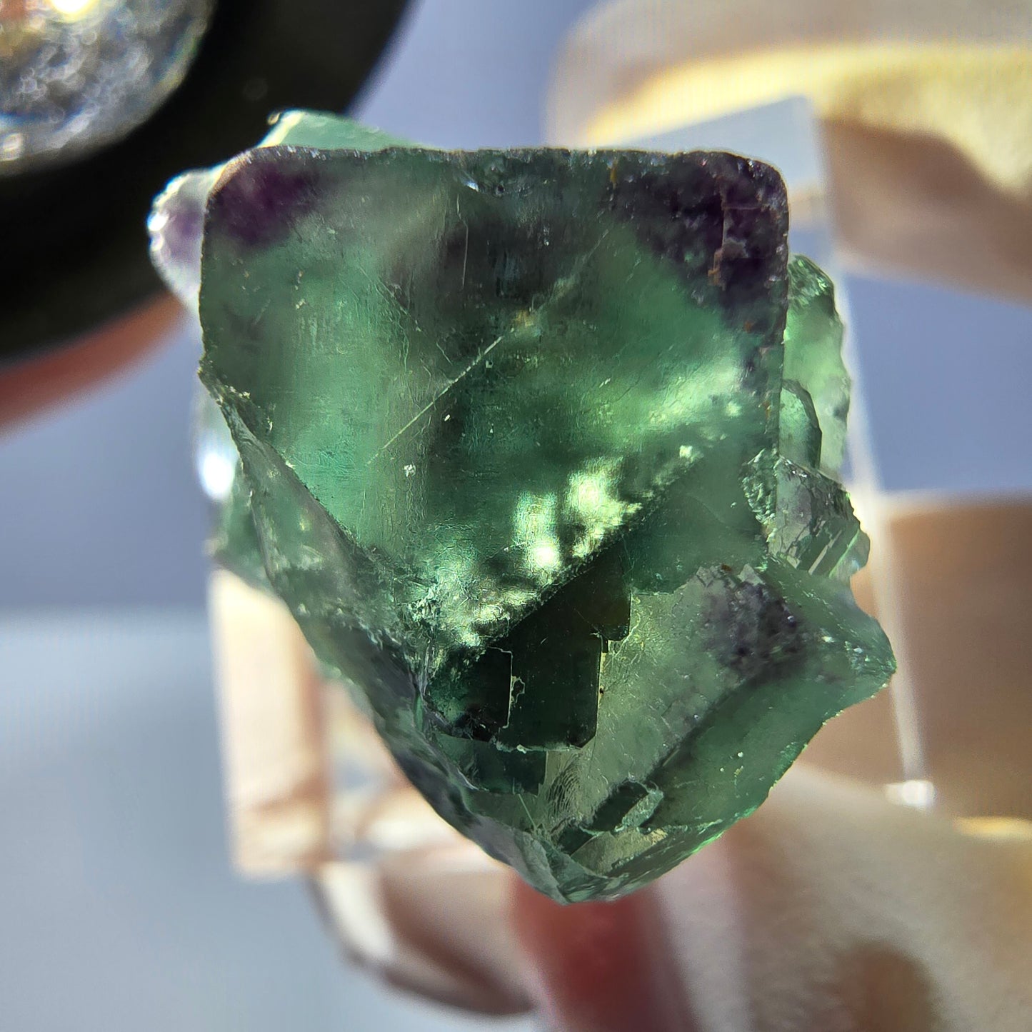 Phantom Fluorite Cube Specimen, green purple Okorusu, Namibia 30*20*18mm