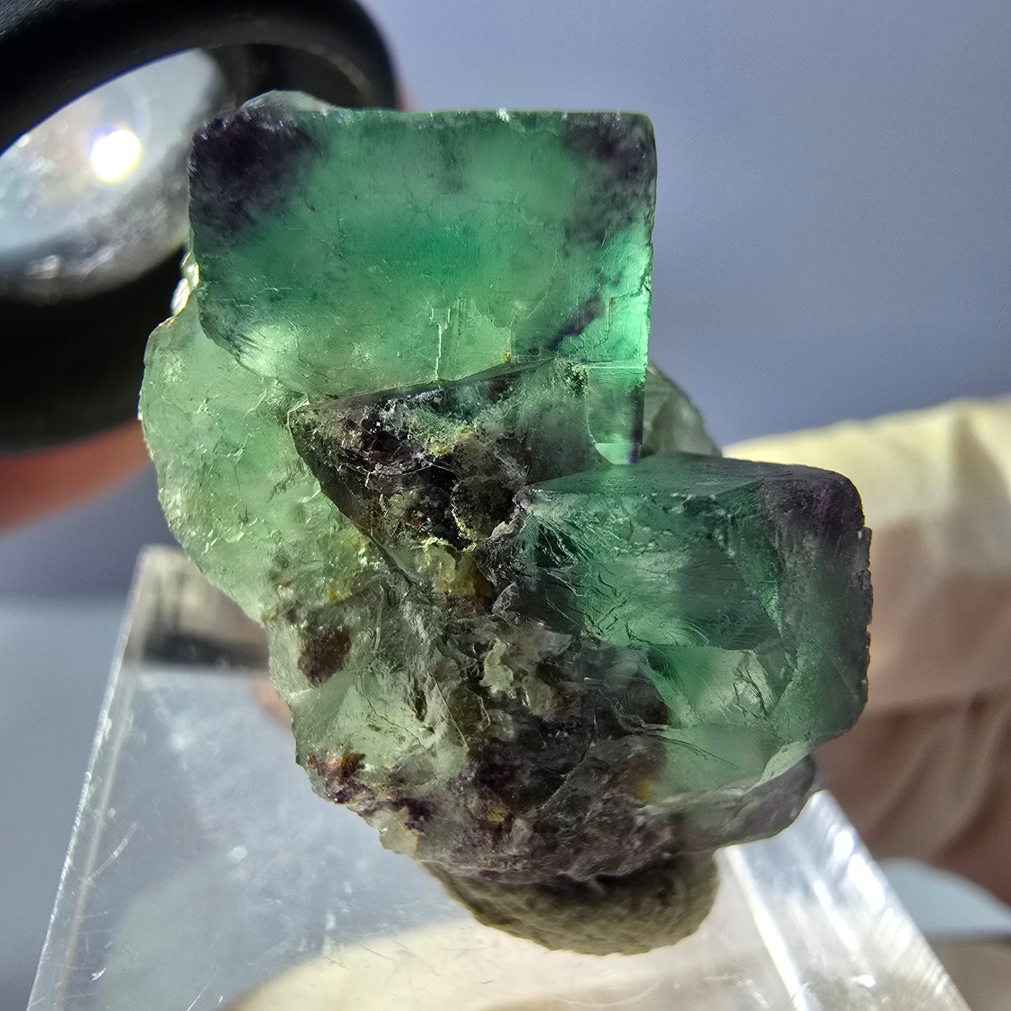 Phantom Fluorite Cube Specimen, green purple Okorusu, Namibia 30*20*18mm