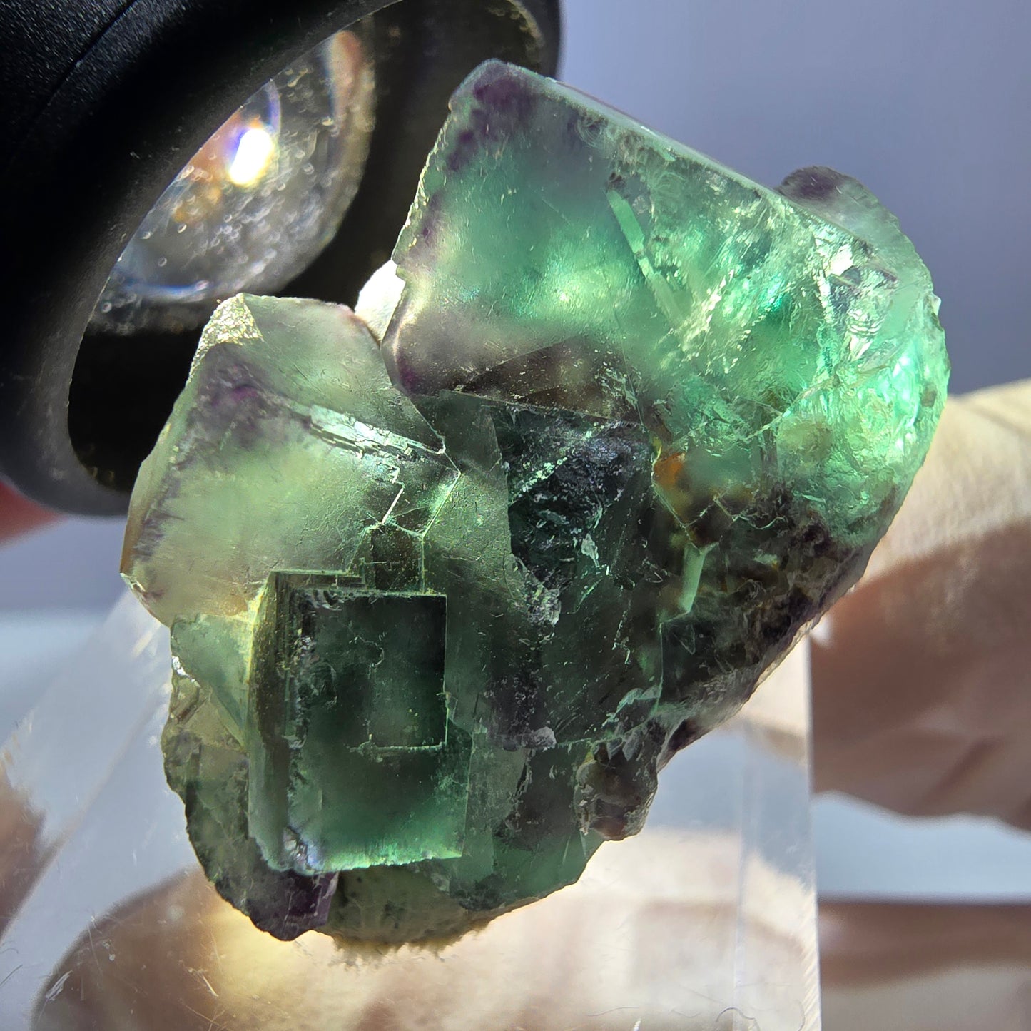 Phantom Fluorite Cube Specimen, green purple Okorusu, Namibia 30*20*18mm