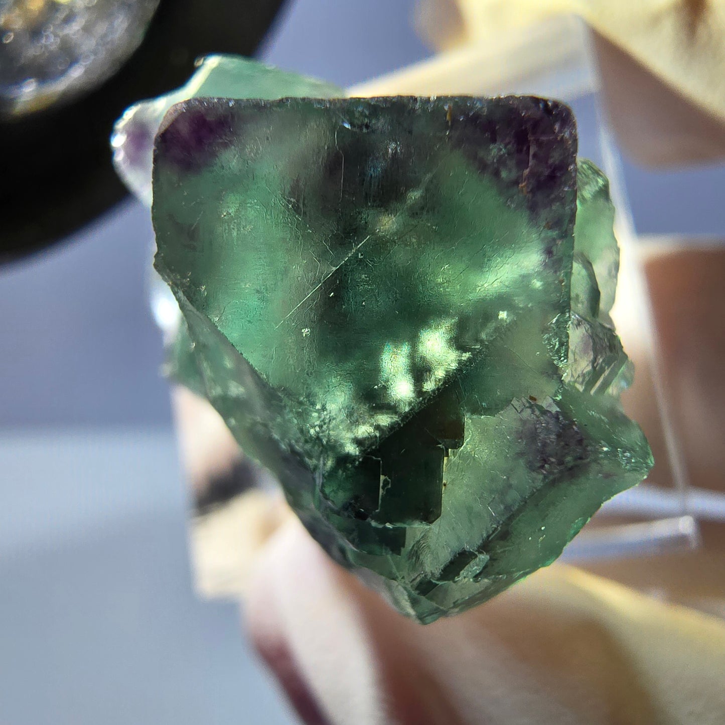 Phantom Fluorite Cube Specimen, green purple Okorusu, Namibia 30*20*18mm