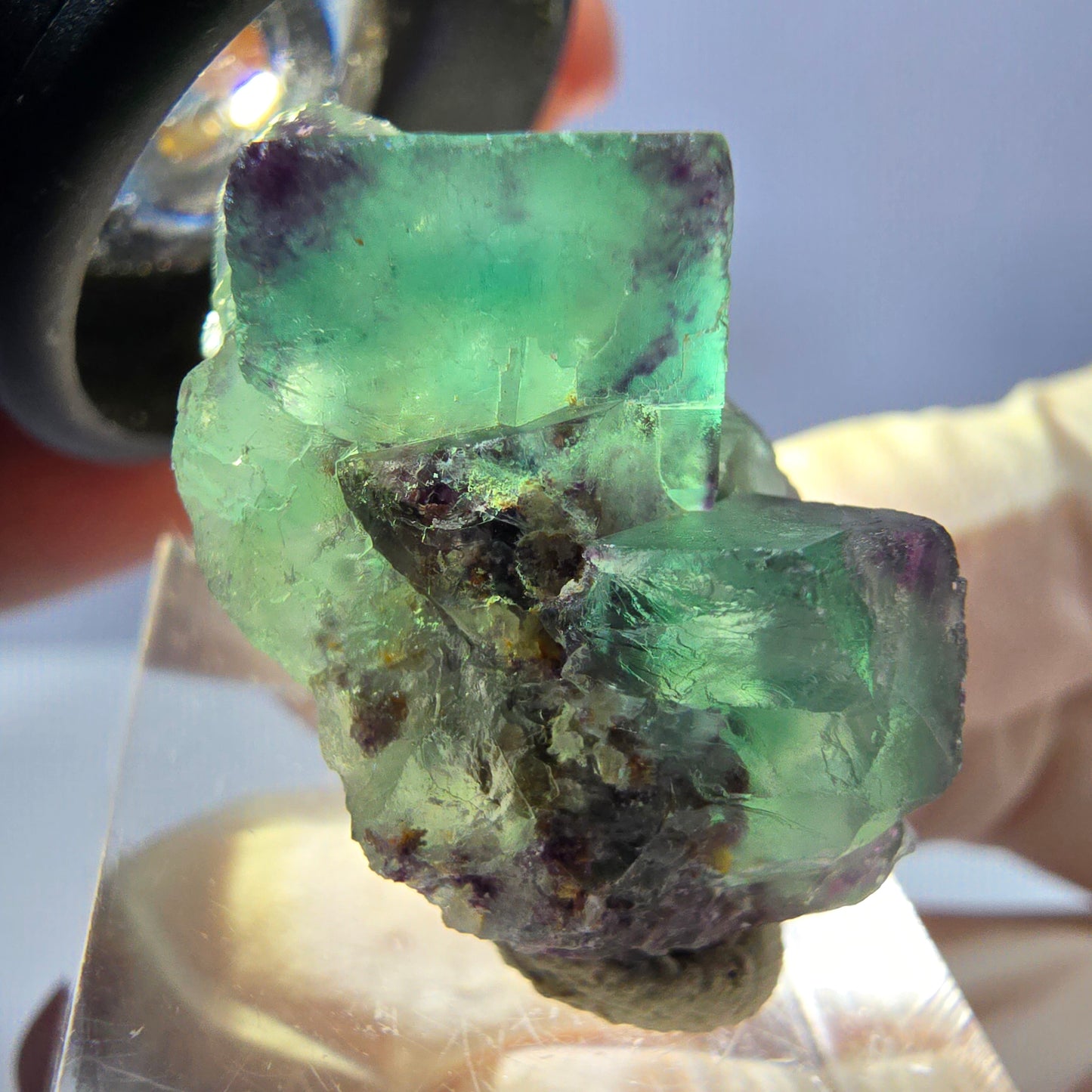 Phantom Fluorite Cube Specimen, green purple Okorusu, Namibia 30*20*18mm