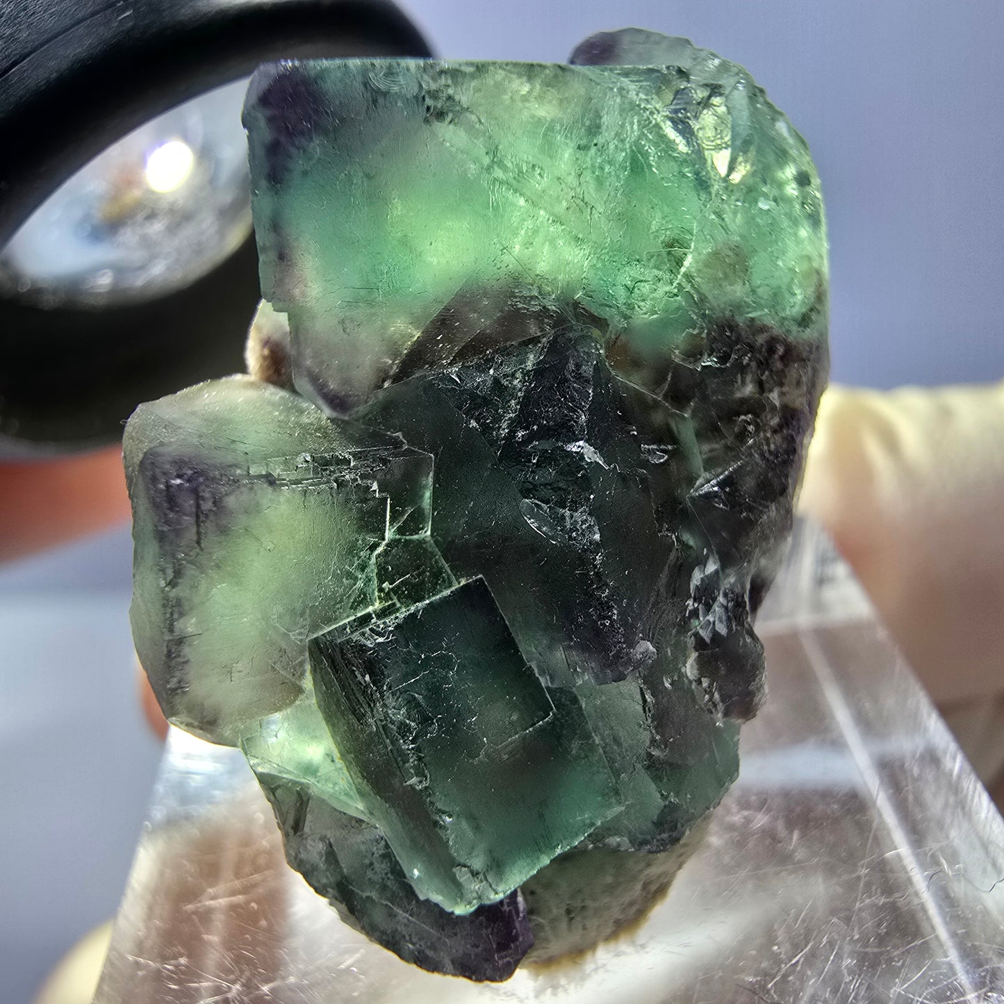 Phantom Fluorite Cube Specimen, green purple Okorusu, Namibia 30*20*18mm