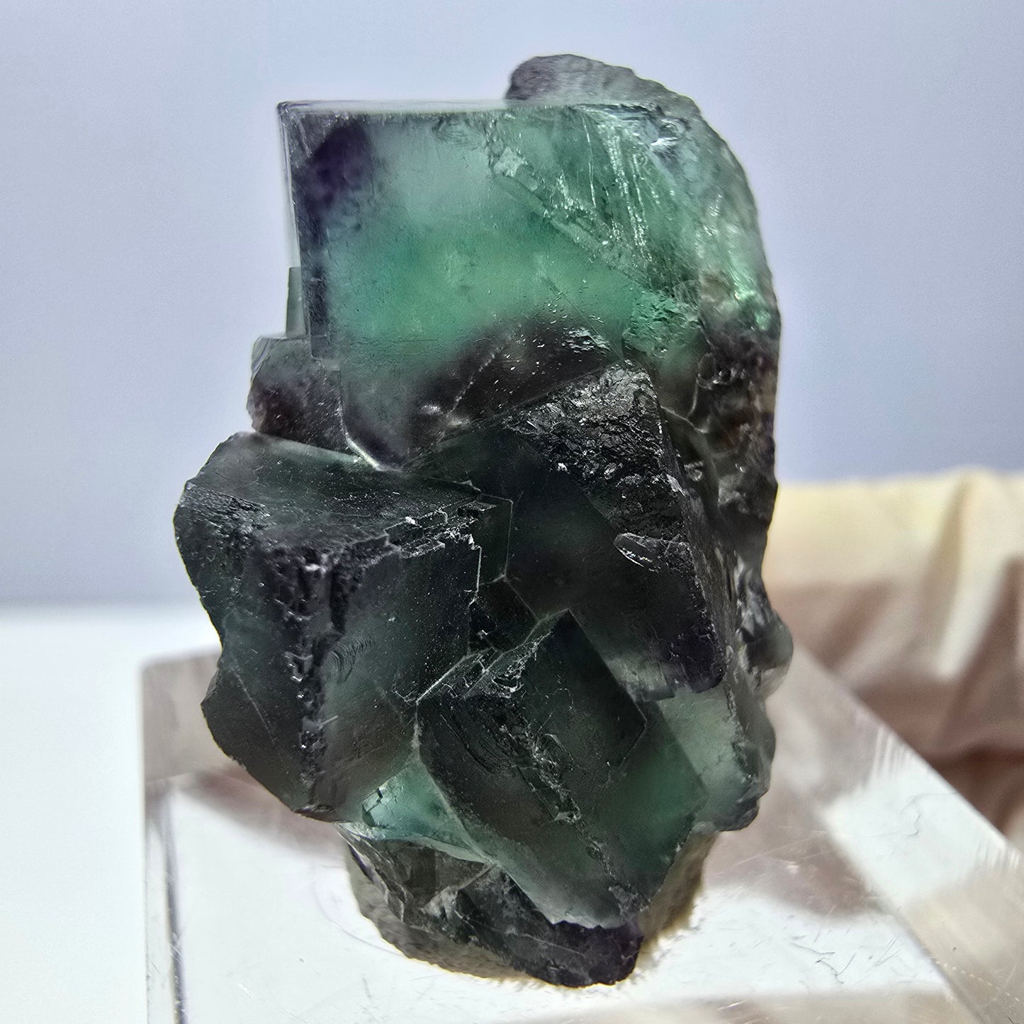 Phantom Fluorite Cube Specimen, green purple Okorusu, Namibia 30*20*18mm