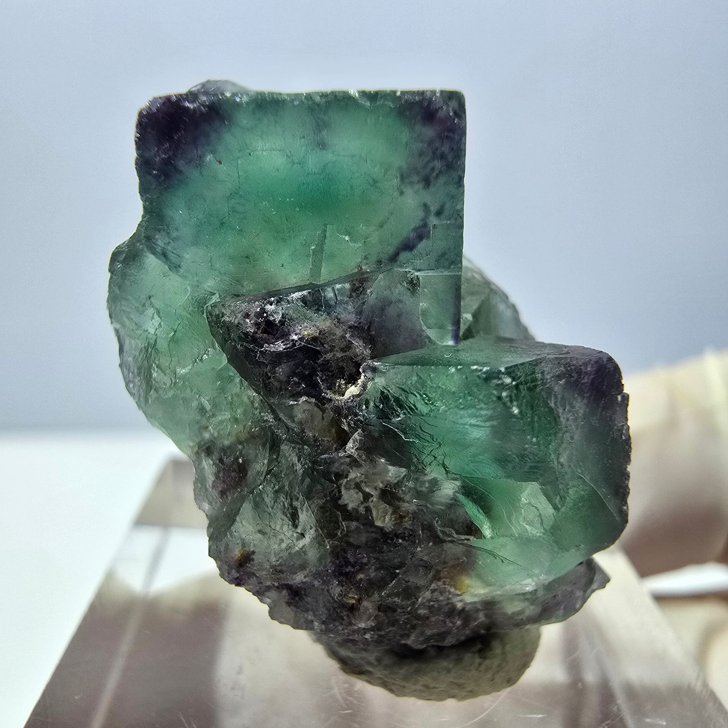 Phantom Fluorite Cube Specimen, green purple Okorusu, Namibia 30*20*18mm