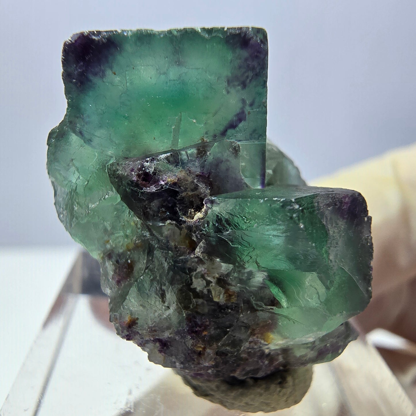 Phantom Fluorite Cube Specimen, green purple Okorusu, Namibia 30*20*18mm