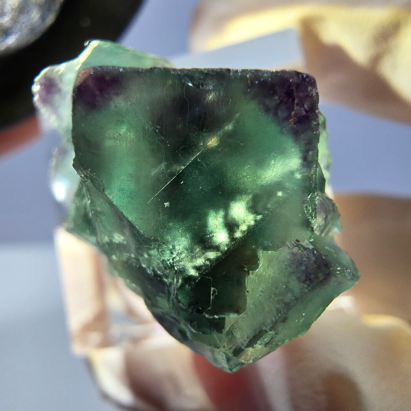 Phantom Fluorite Cube Specimen, green purple Okorusu, Namibia 30*20*18mm
