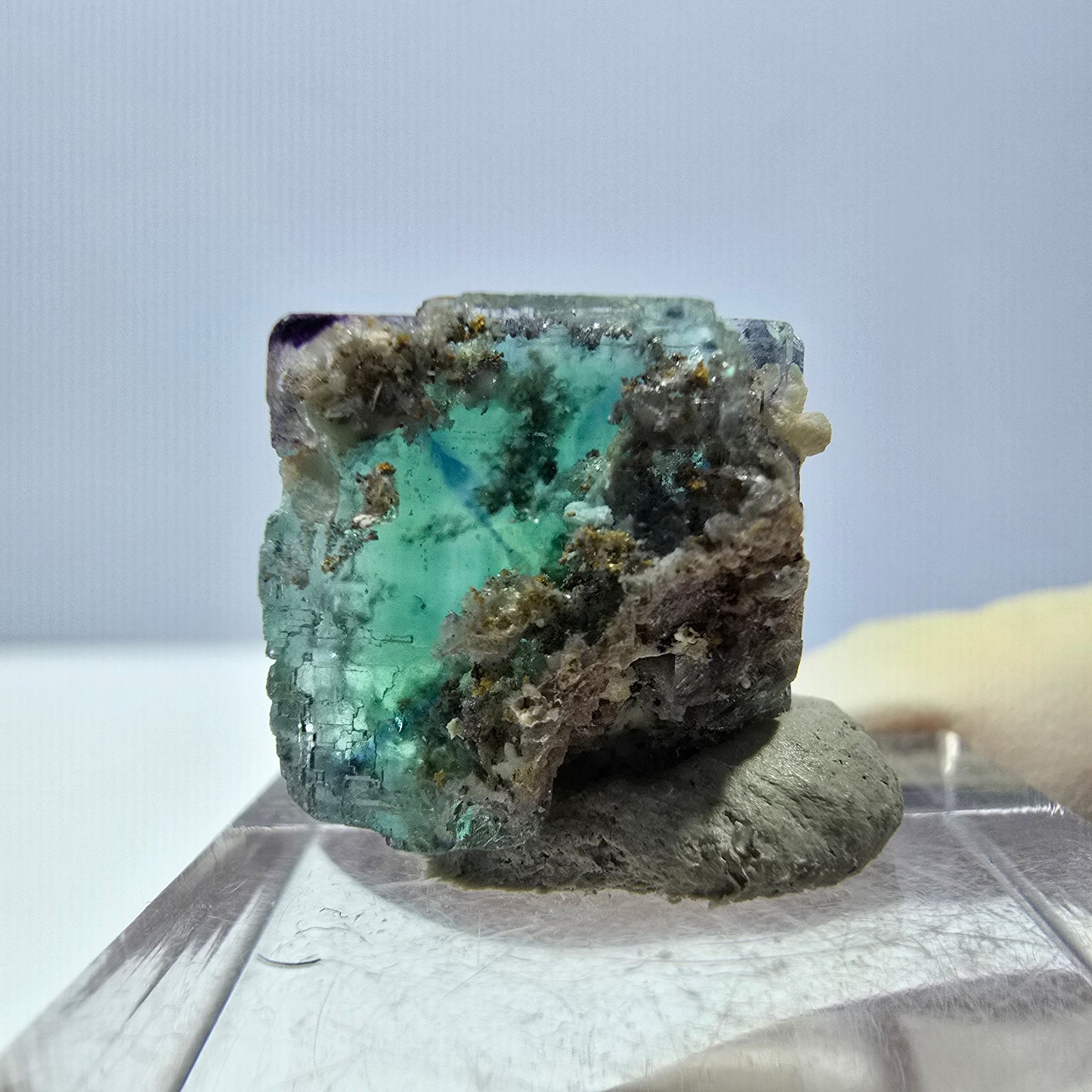 Phantom Fluorite Cube Specimen, green purple Okorusu, Namibia 15*15*15mm