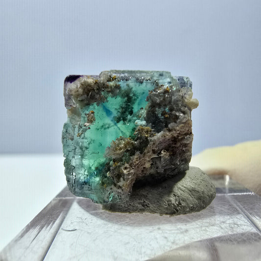 Phantom Fluorit Würfel Stufe, grün lila Okorusu, Namibia 15*15*15mm