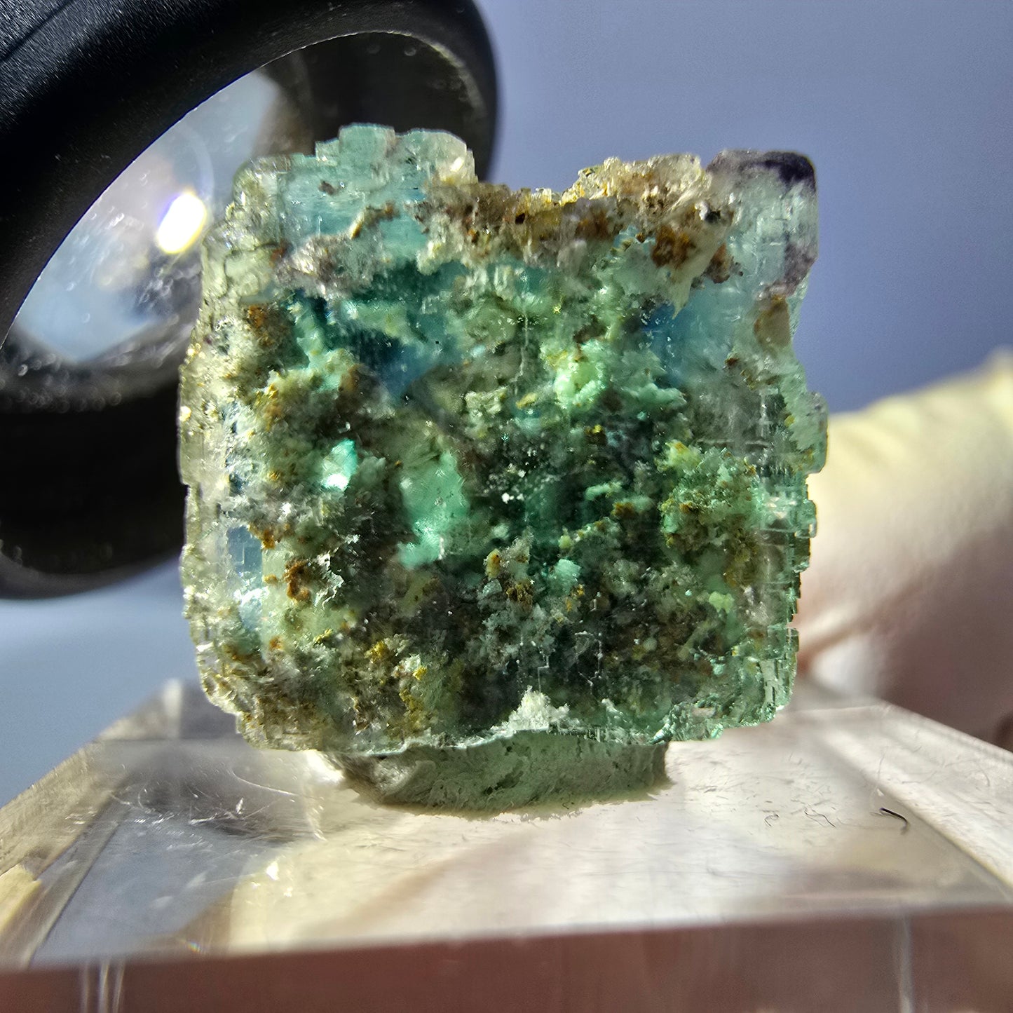 Phantom Fluorite Cube Specimen, green purple Okorusu, Namibia 15*15*15mm