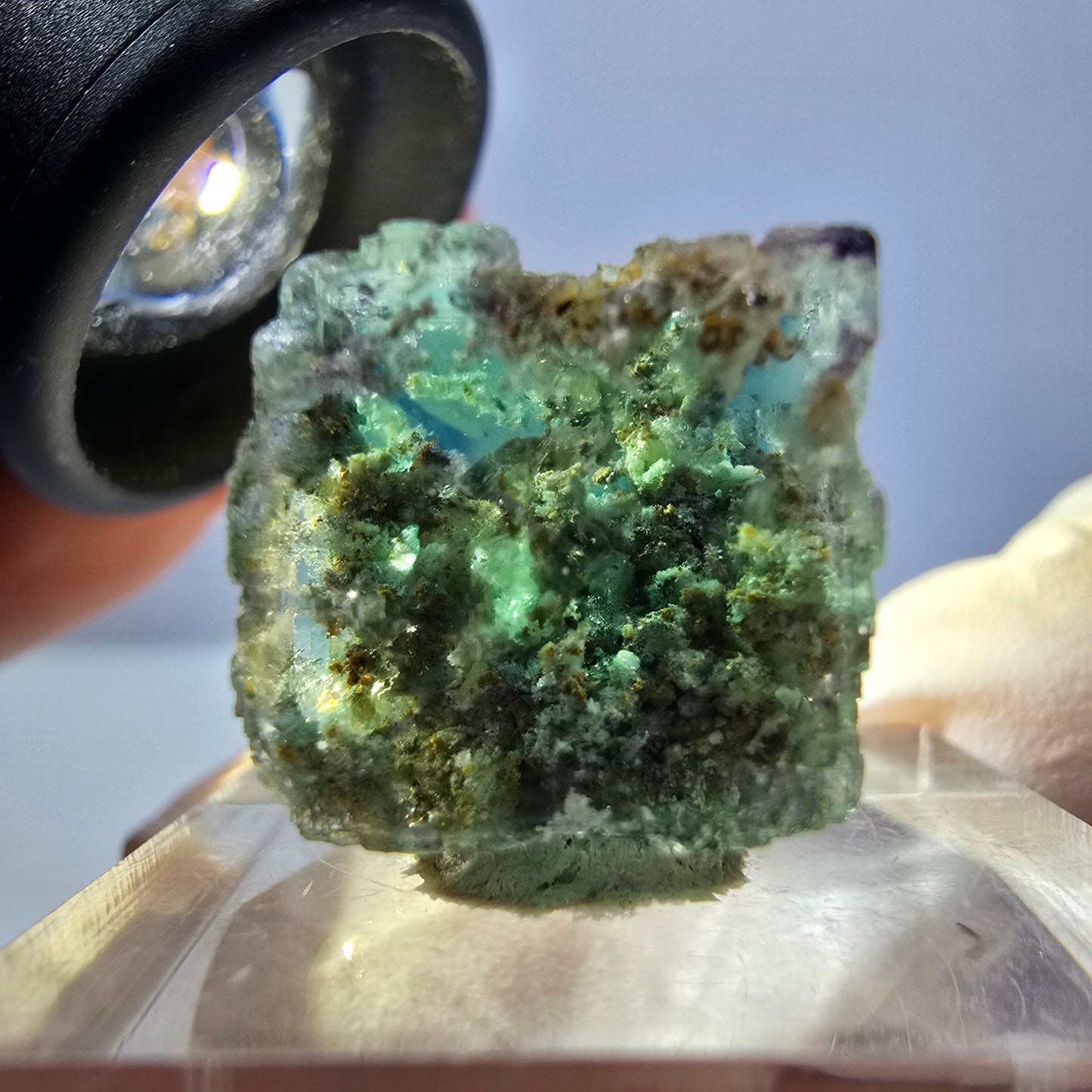 Phantom Fluorite Cube Specimen, green purple Okorusu, Namibia 15*15*15mm