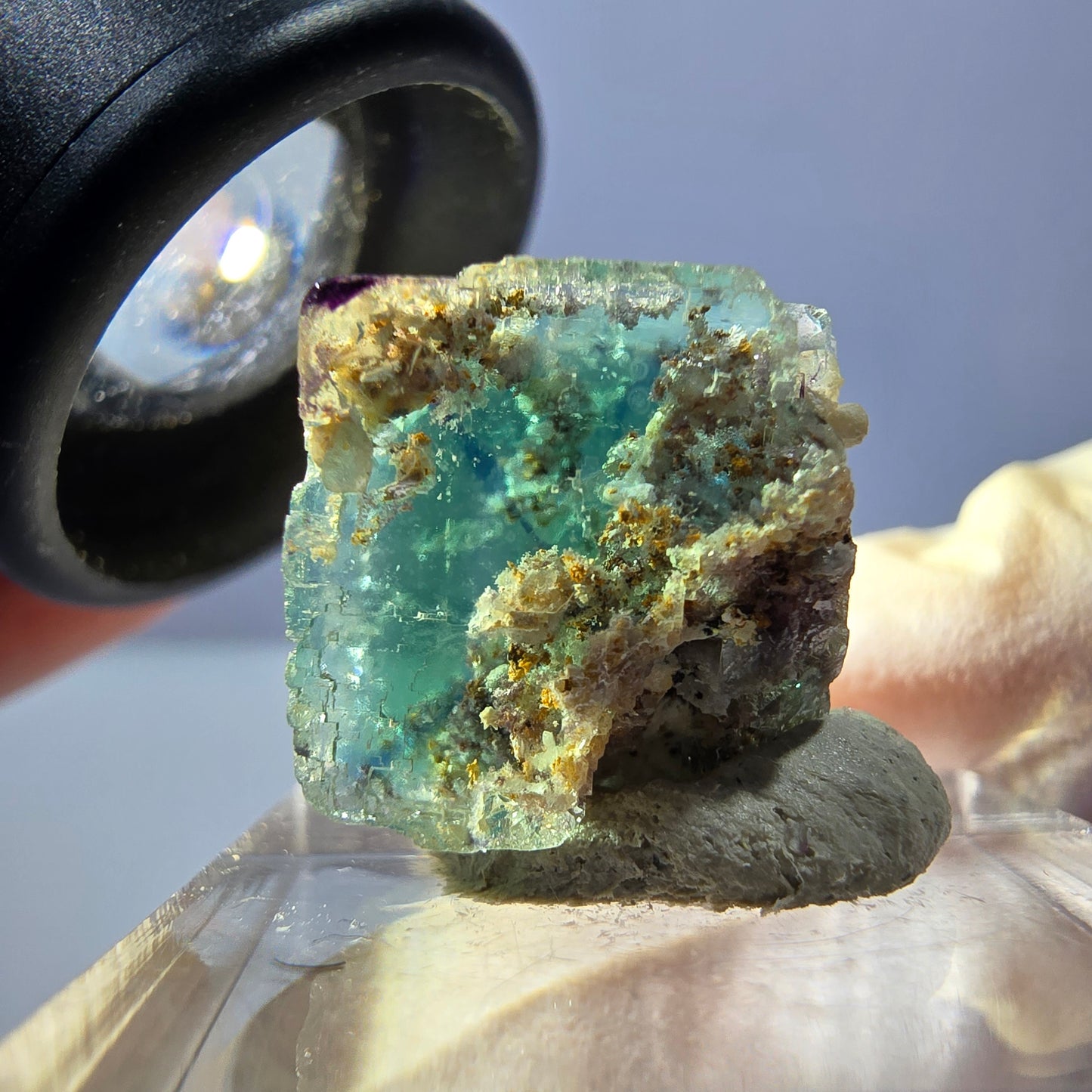 Phantom Fluorite Cube Specimen, green purple Okorusu, Namibia 15*15*15mm