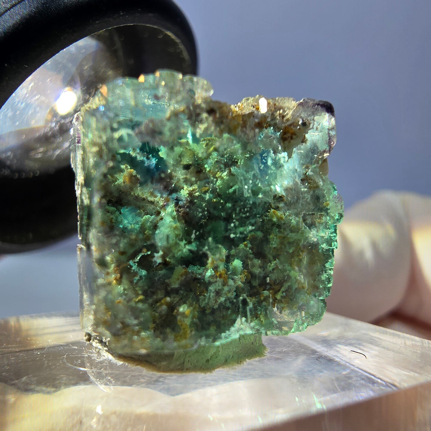 Phantom Fluorite Cube Specimen, green purple Okorusu, Namibia 15*15*15mm