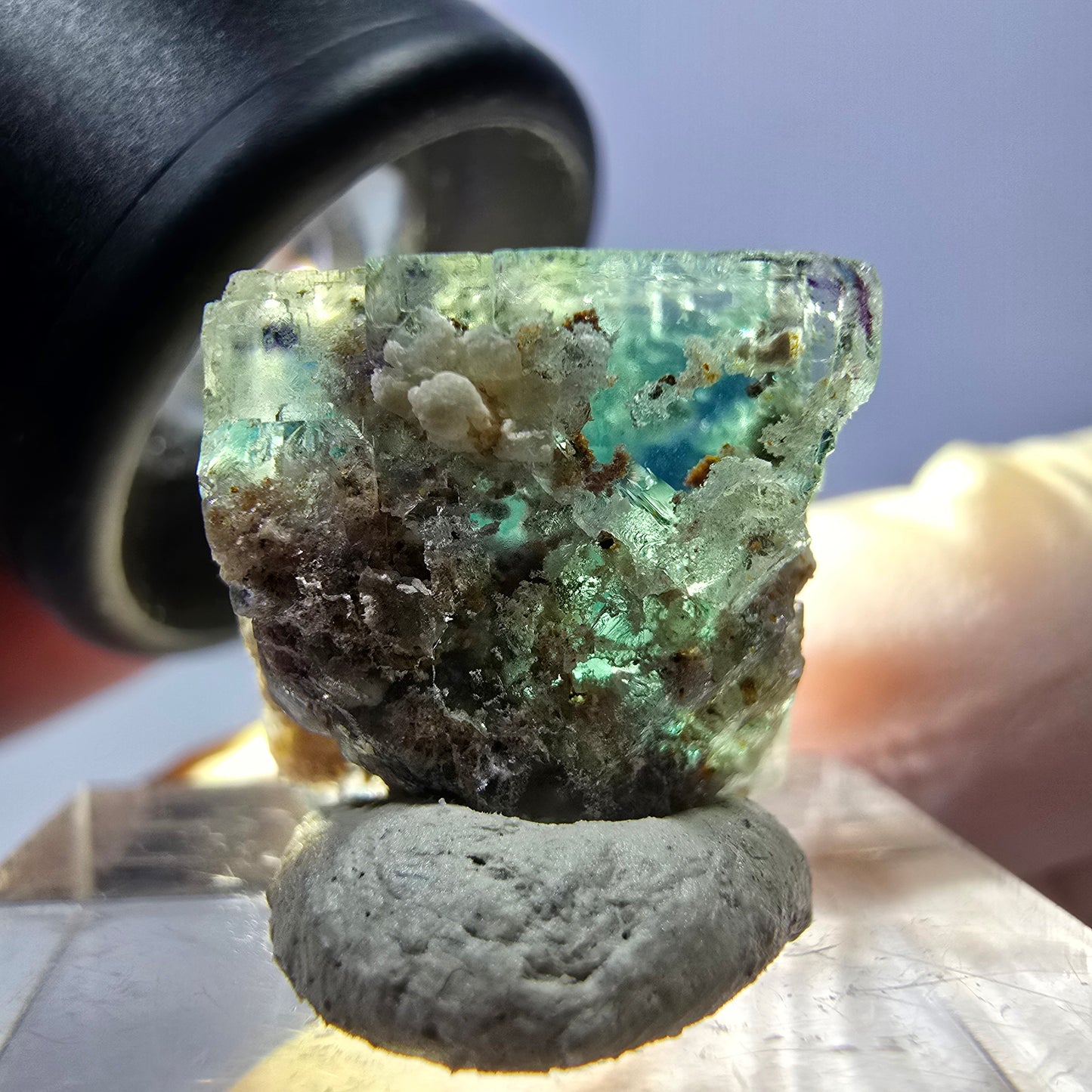 Phantom Fluorite Cube Specimen, green purple Okorusu, Namibia 15*15*15mm