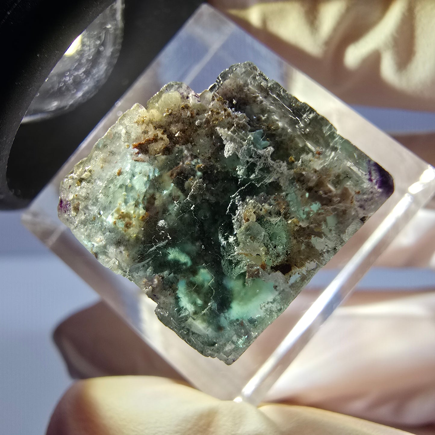 Phantom Fluorite Cube Specimen, green purple Okorusu, Namibia 15*15*15mm