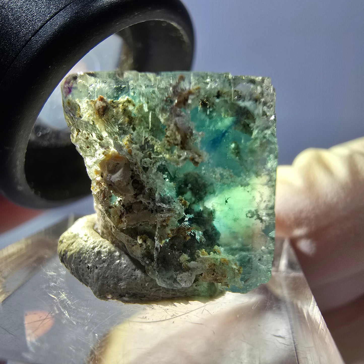 Phantom Fluorite Cube Specimen, green purple Okorusu, Namibia 15*15*15mm