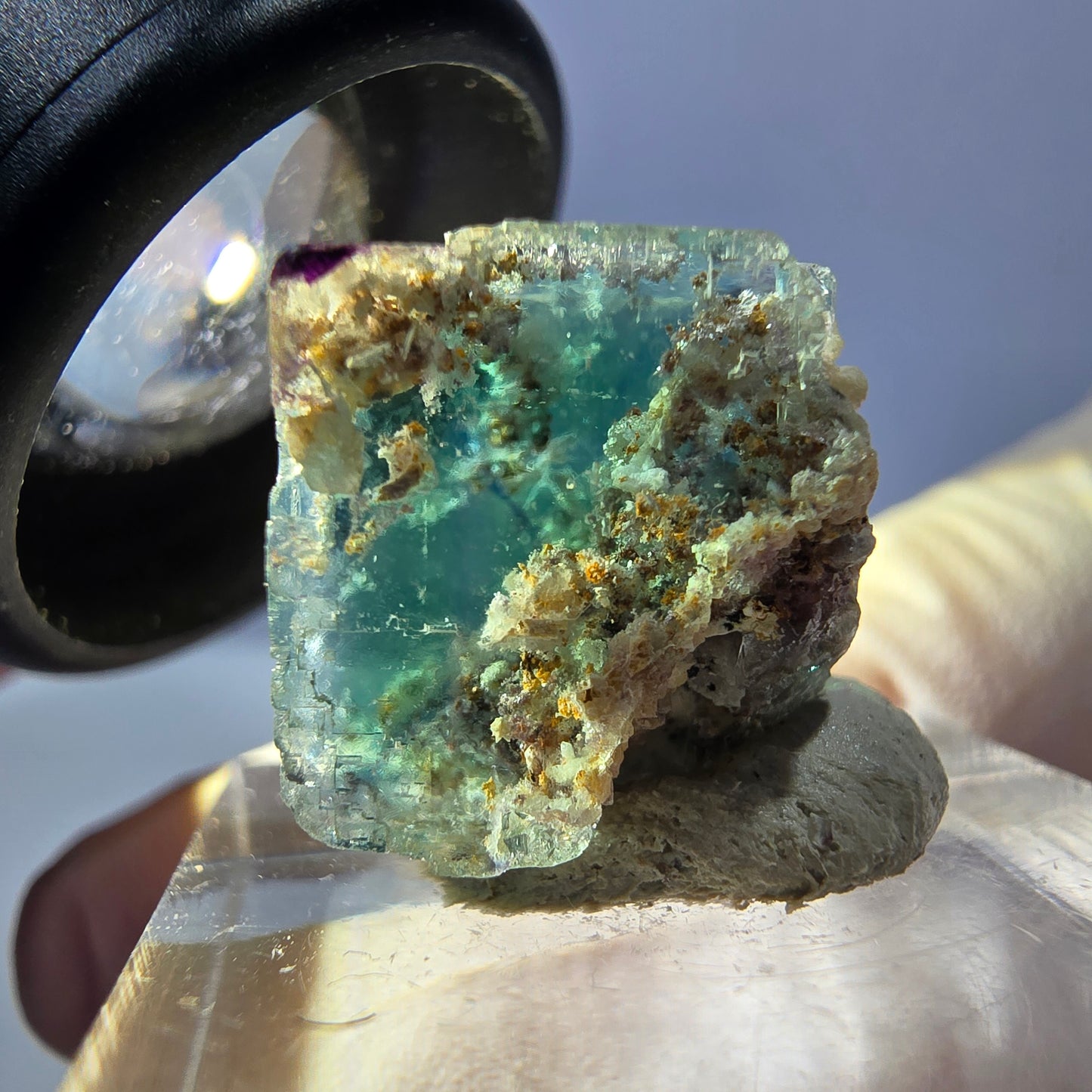 Phantom Fluorite Cube Specimen, green purple Okorusu, Namibia 15*15*15mm