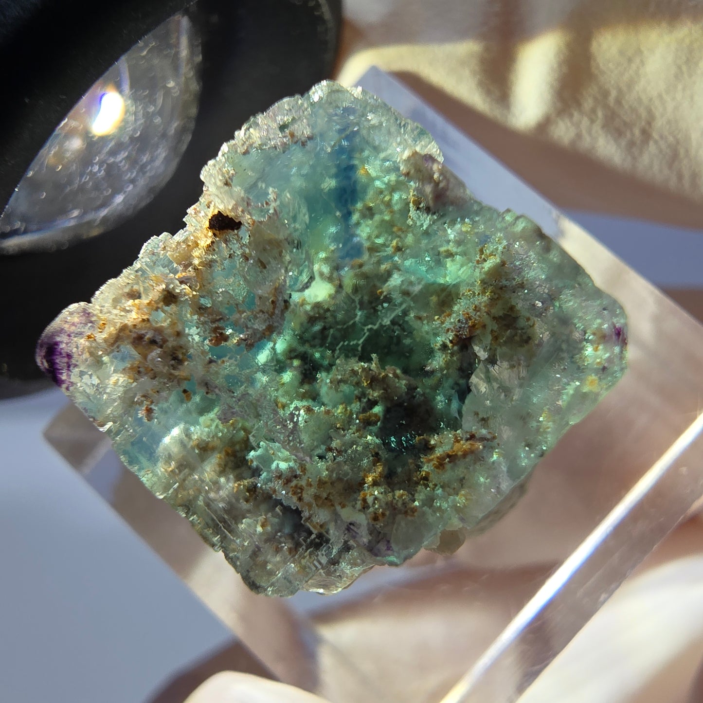 Phantom Fluorite Cube Specimen, green purple Okorusu, Namibia 15*15*15mm