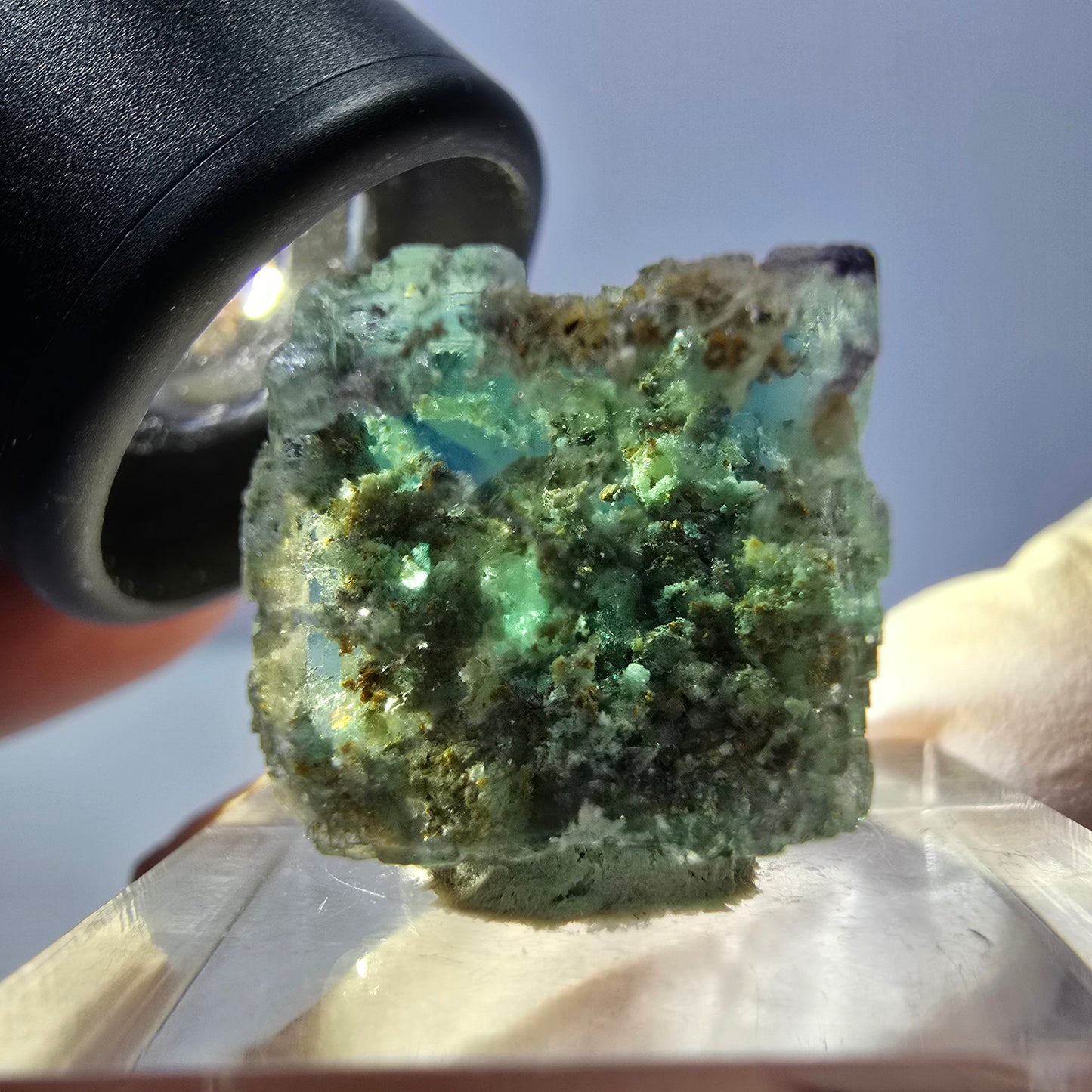Phantom Fluorite Cube Specimen, green purple Okorusu, Namibia 15*15*15mm