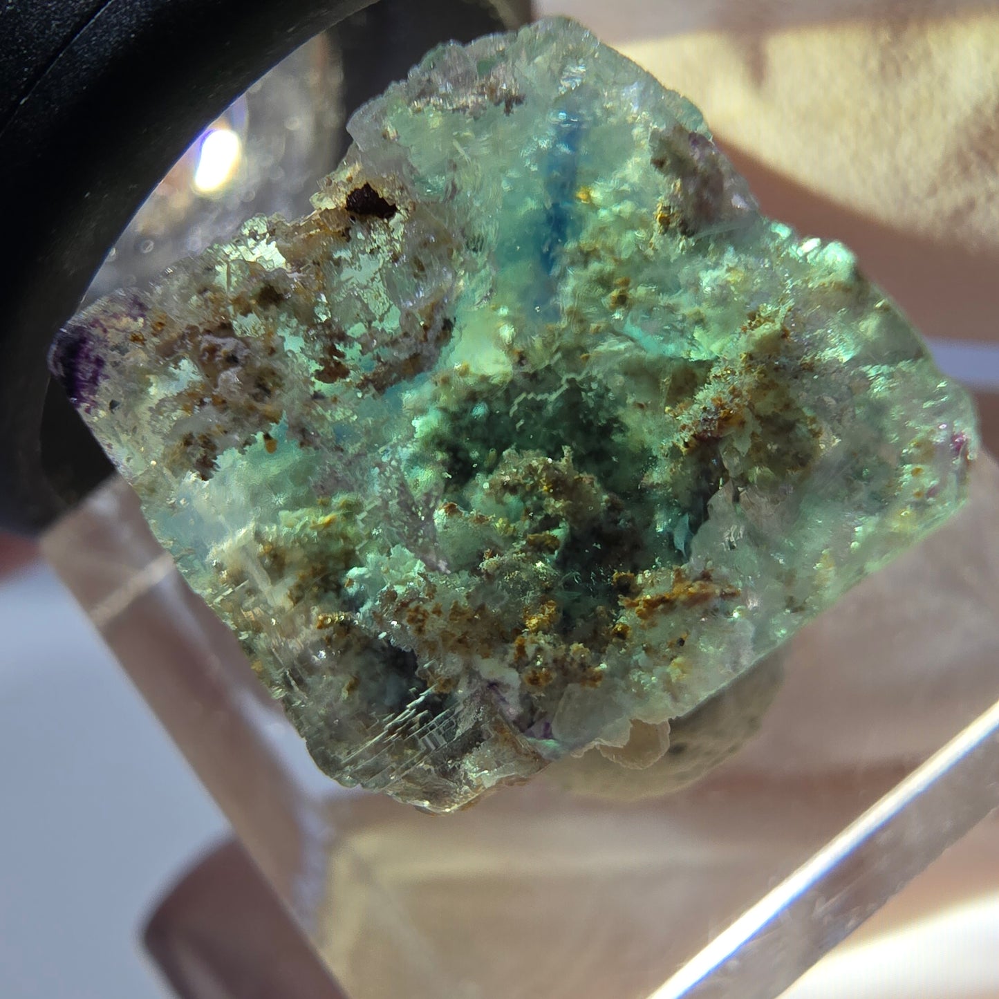 Phantom Fluorite Cube Specimen, green purple Okorusu, Namibia 15*15*15mm