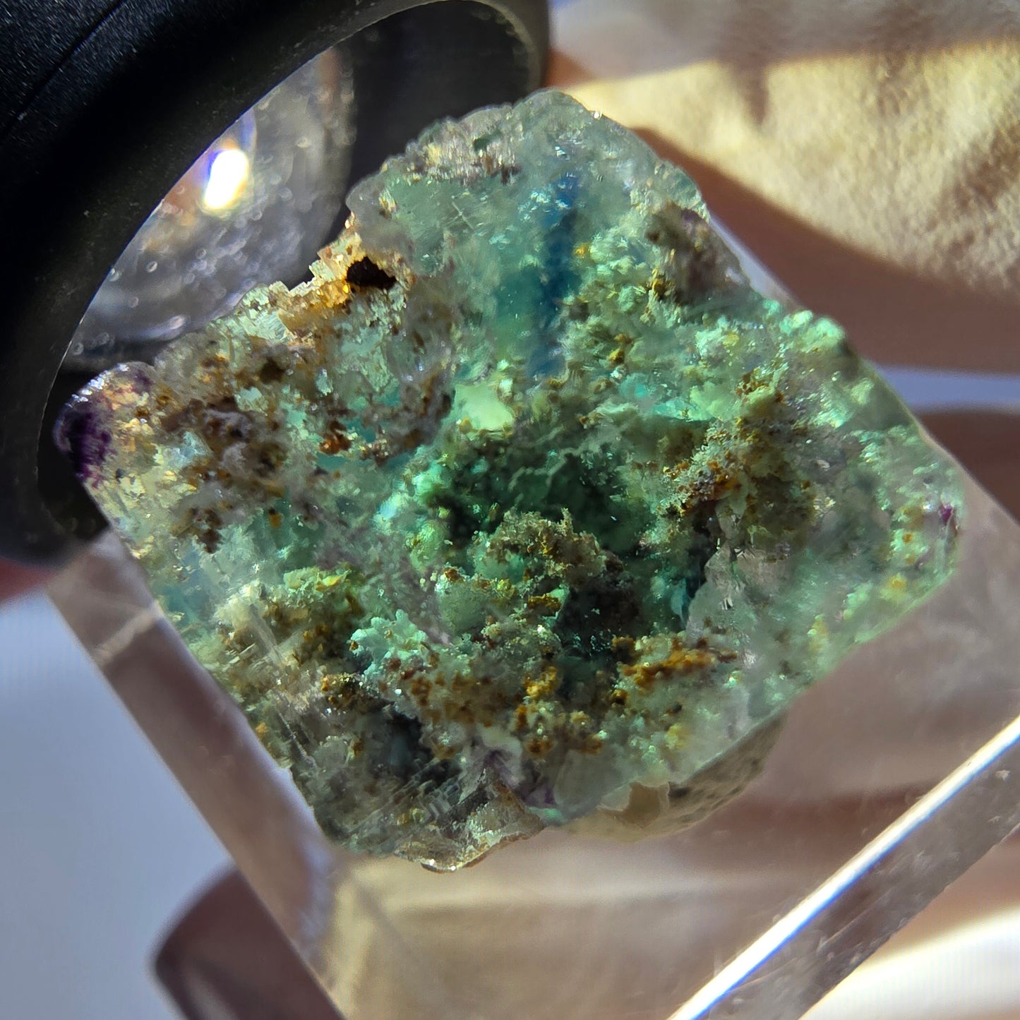 Phantom Fluorite Cube Specimen, green purple Okorusu, Namibia 15*15*15mm