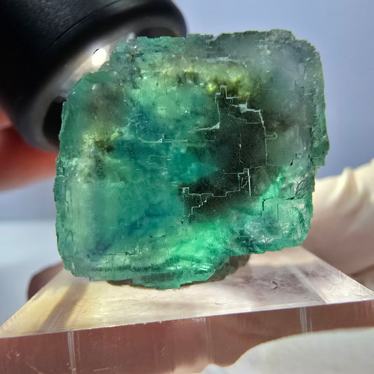 Klarer Phantom Fluorit Würfel parkettiert, grün Okorusu, Namibia 23*21*20mm