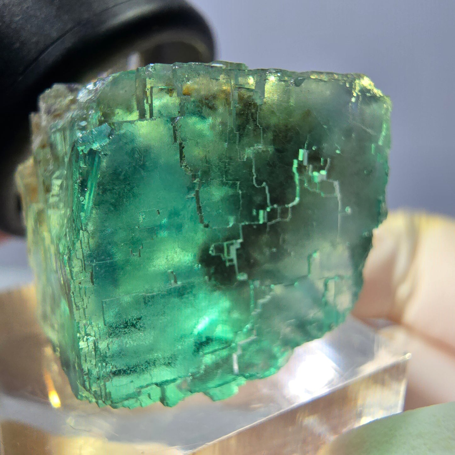 Clear Phantom Fluorite Cube parquetted, green Okorusu, Namibia 23*21*20mm