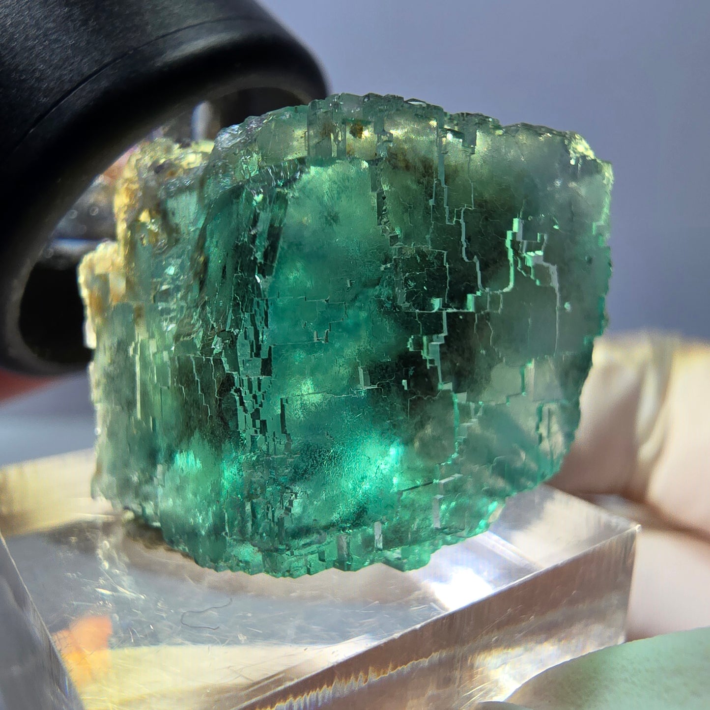 Clear Phantom Fluorite Cube parquetted, green Okorusu, Namibia 23*21*20mm