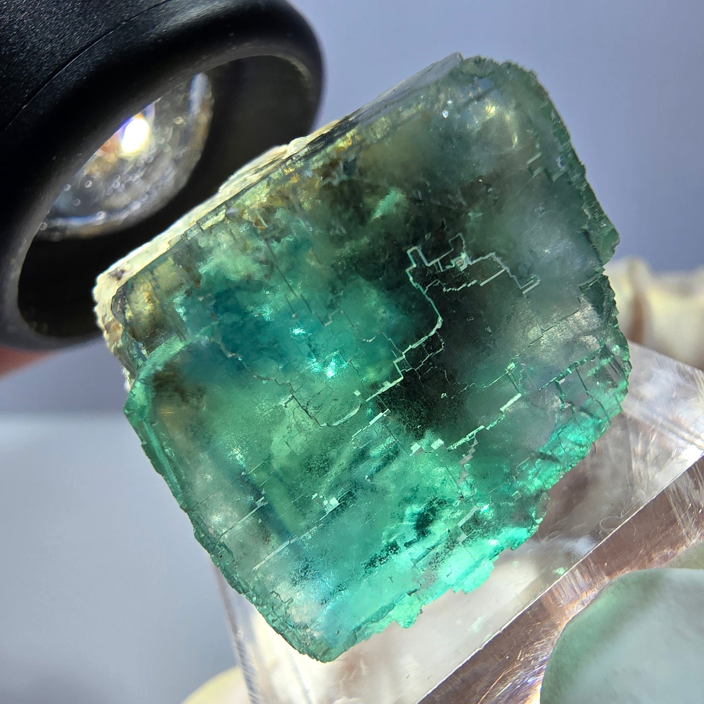 Clear Phantom Fluorite Cube parquetted, green Okorusu, Namibia 23*21*20mm