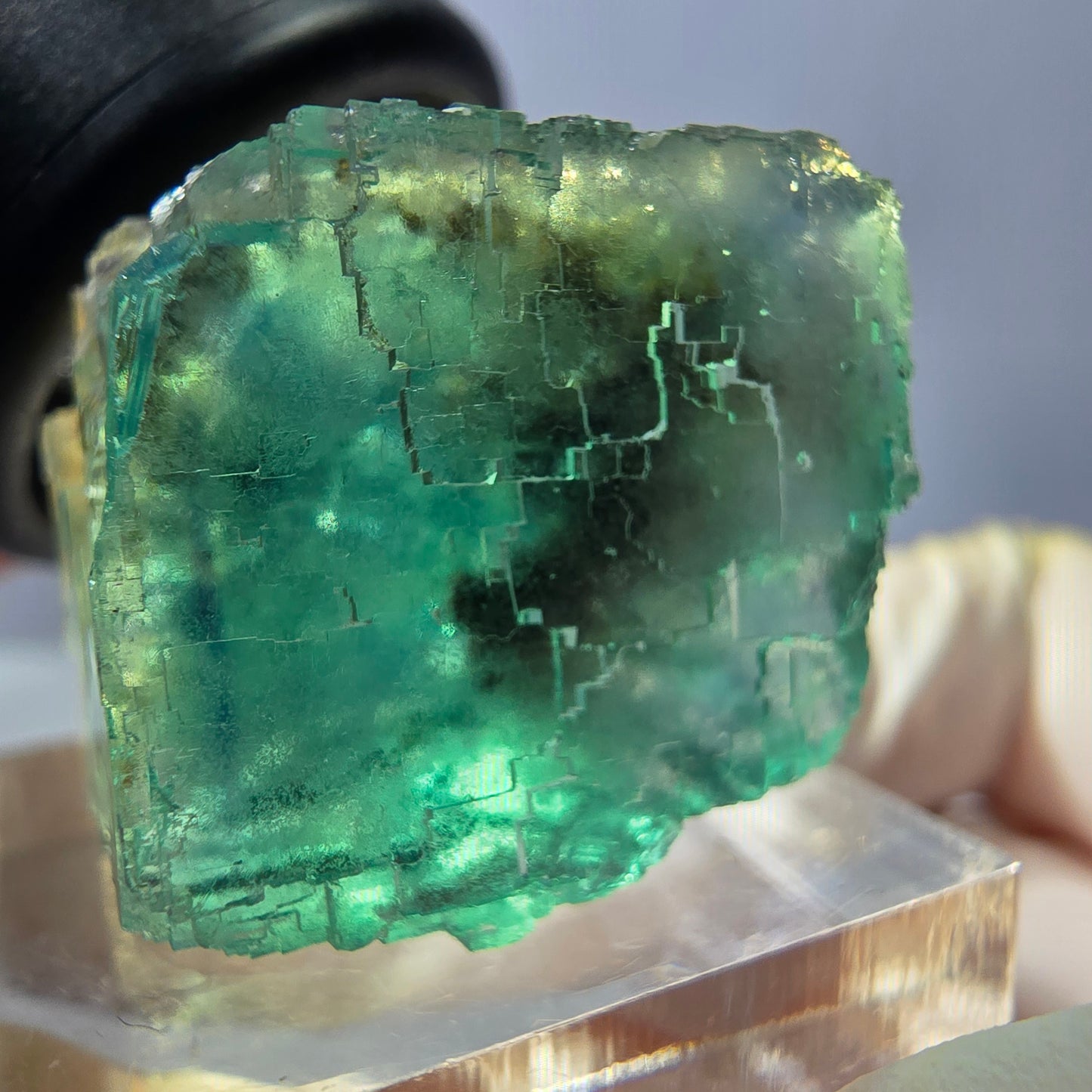 Clear Phantom Fluorite Cube parquetted, green Okorusu, Namibia 23*21*20mm