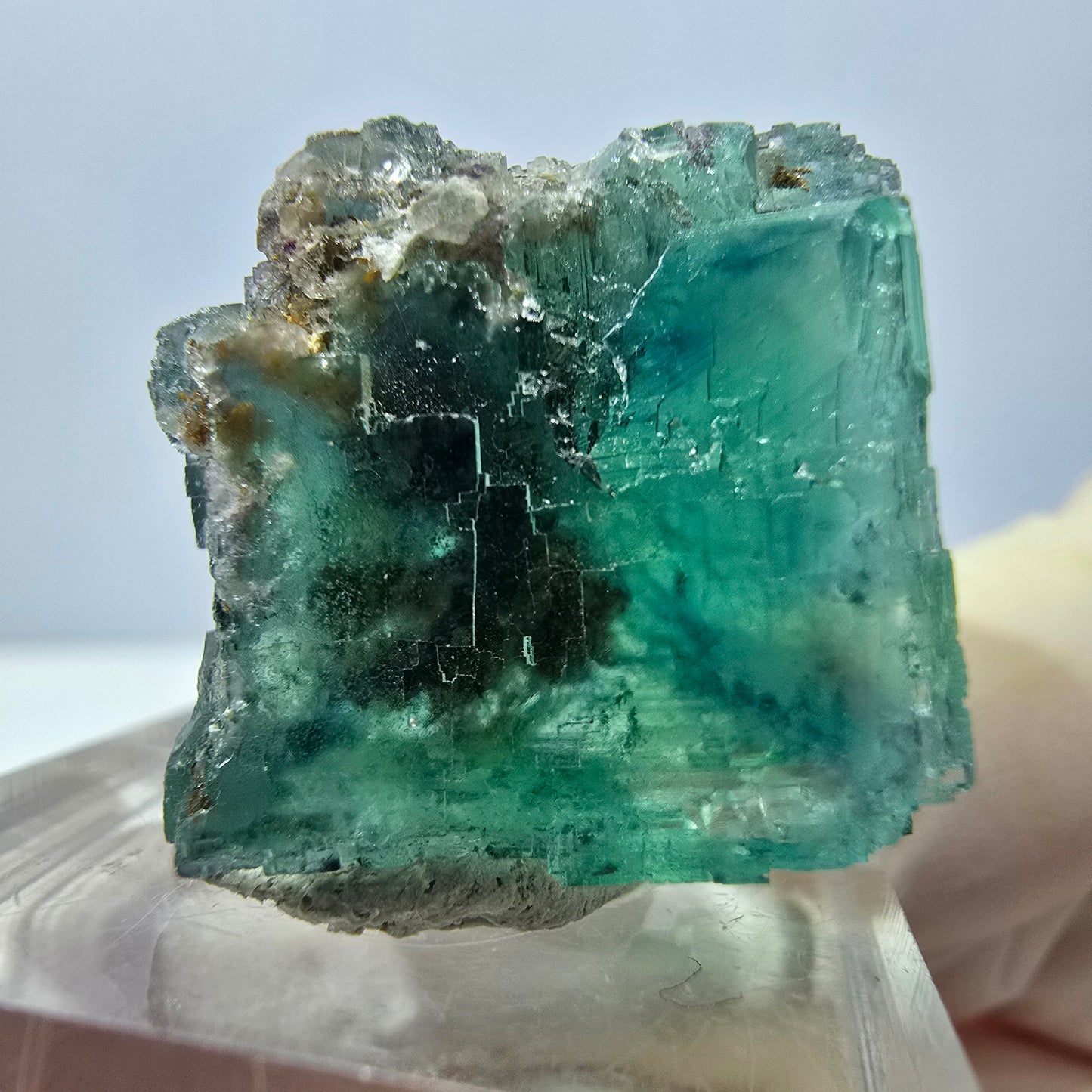 Clear Phantom Fluorite Cube parquetted, green Okorusu, Namibia 23*21*20mm