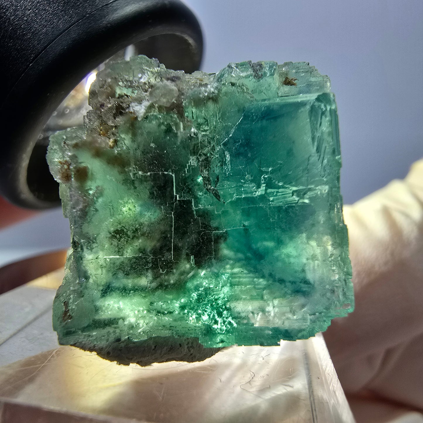 Clear Phantom Fluorite Cube parquetted, green Okorusu, Namibia 23*21*20mm