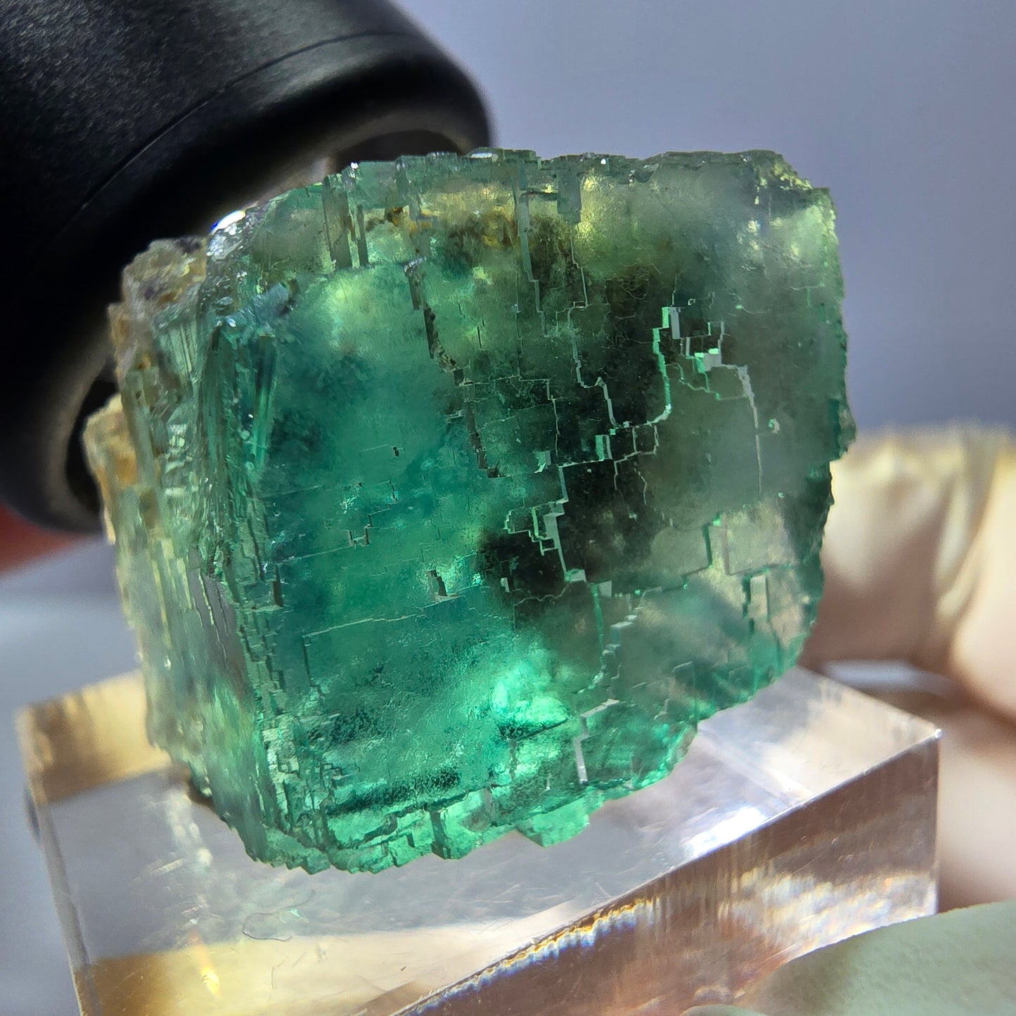 Clear Phantom Fluorite Cube parquetted, green Okorusu, Namibia 23*21*20mm