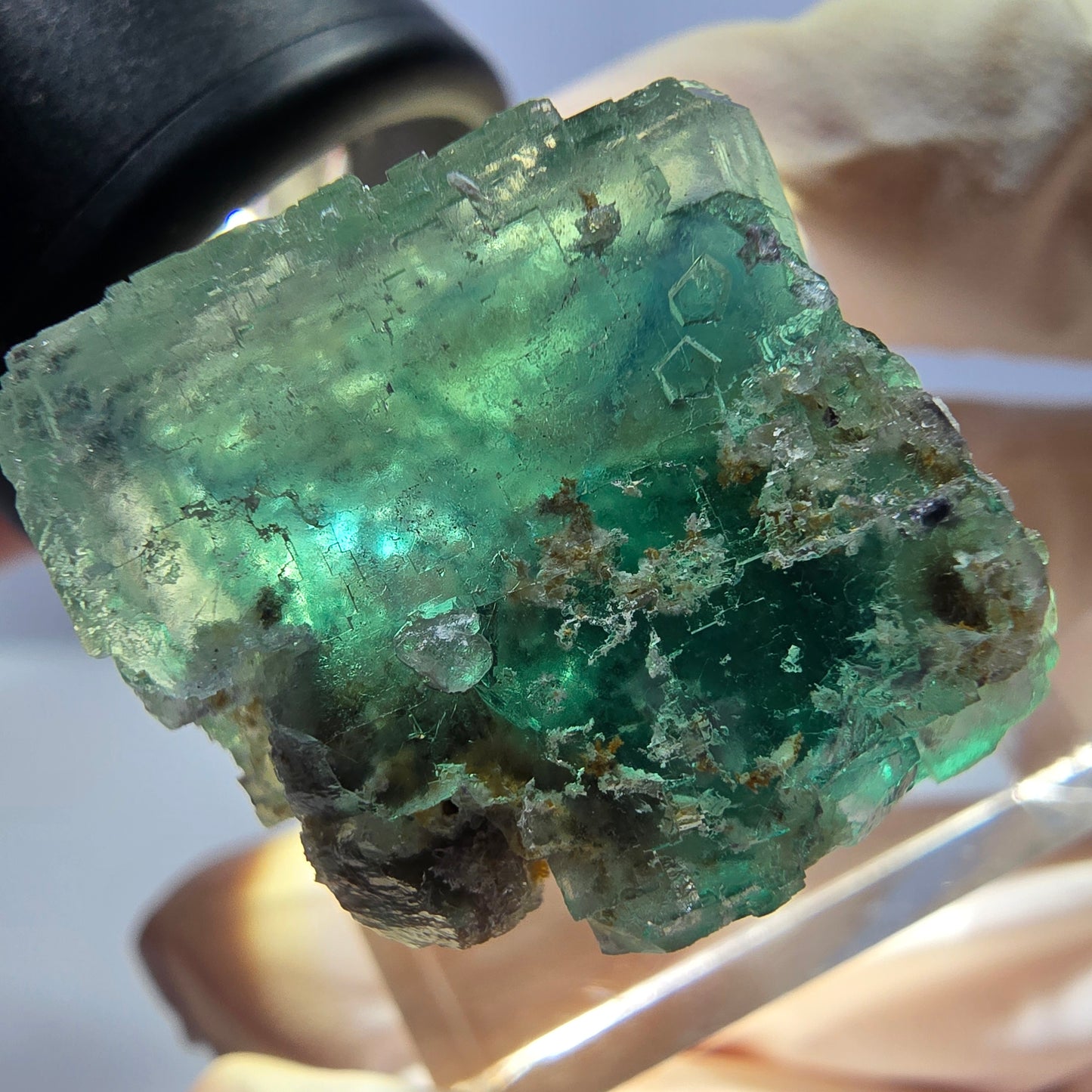 Clear Phantom Fluorite Cube parquetted, green Okorusu, Namibia 23*21*20mm