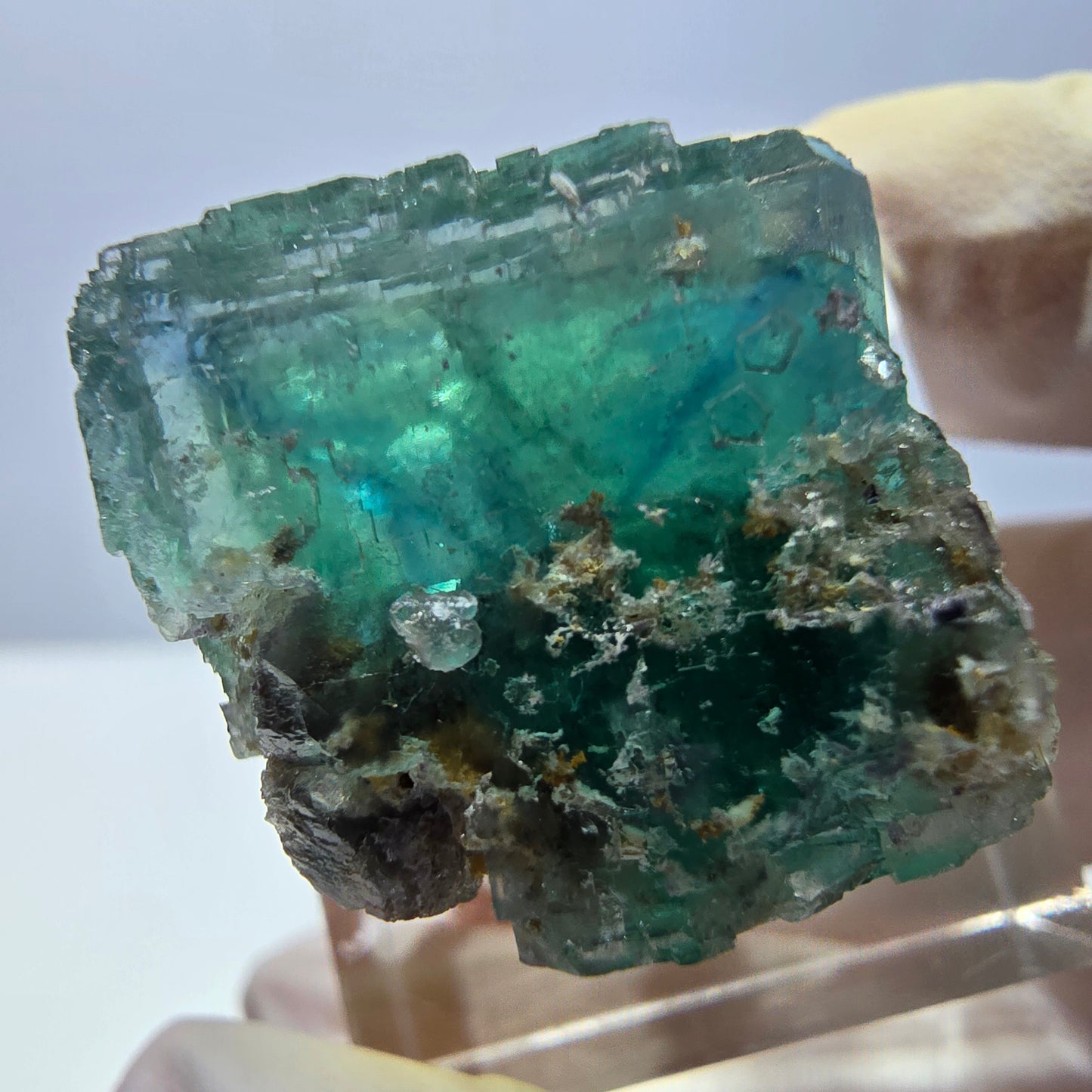 Clear Phantom Fluorite Cube parquetted, green Okorusu, Namibia 23*21*20mm