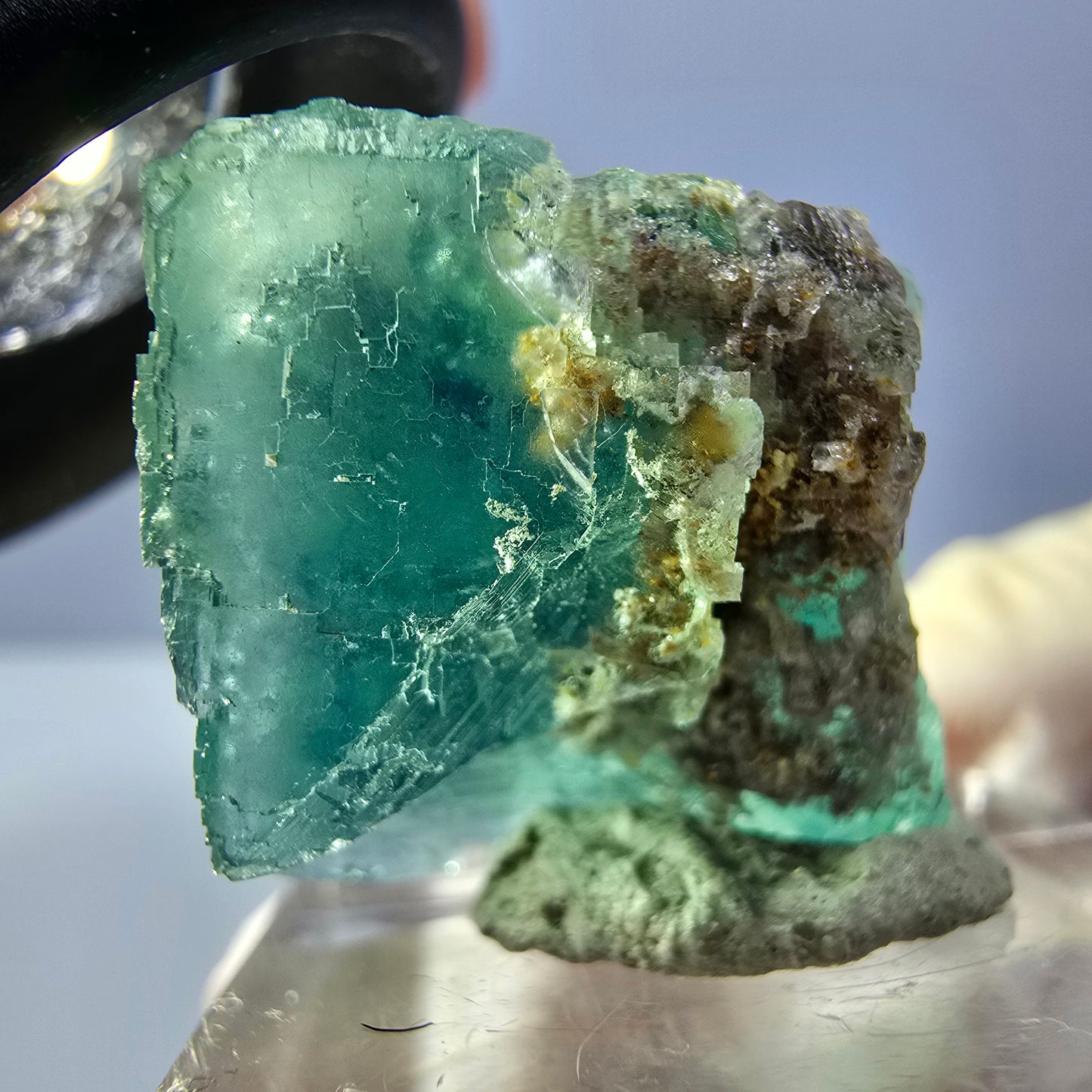 Clear Phantom Fluorite Cube parquetted, green Okorusu, Namibia 23*21*20mm