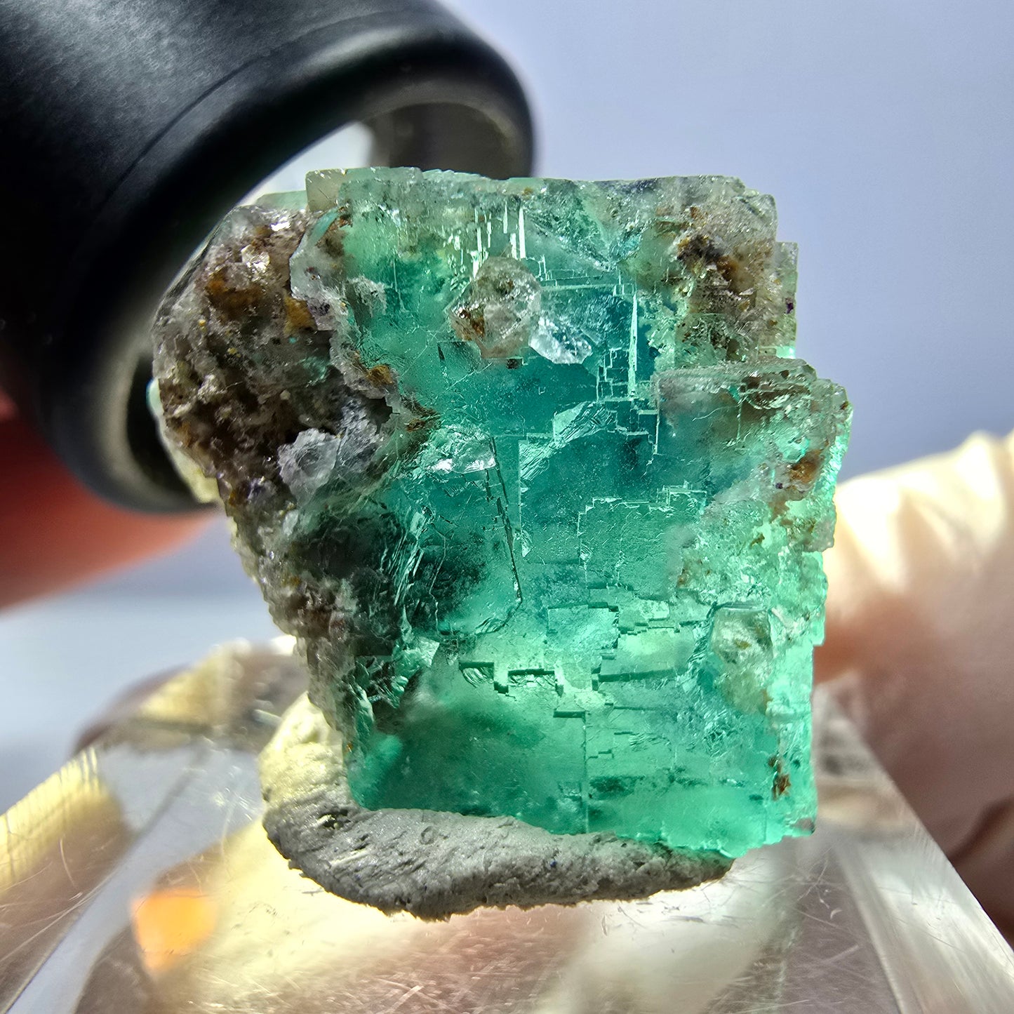 Clear Phantom Fluorite Cube parquetted, green Okorusu, Namibia 23*21*20mm
