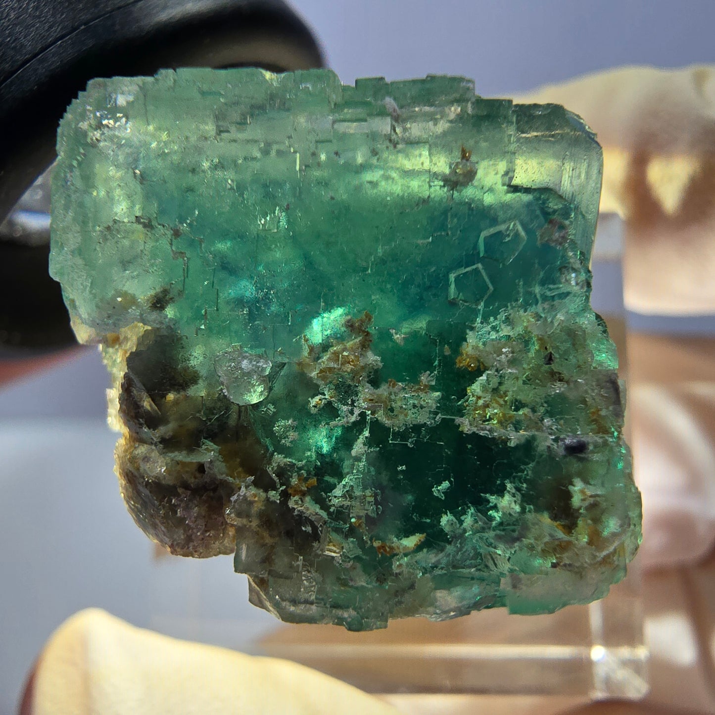 Clear Phantom Fluorite Cube parquetted, green Okorusu, Namibia 23*21*20mm
