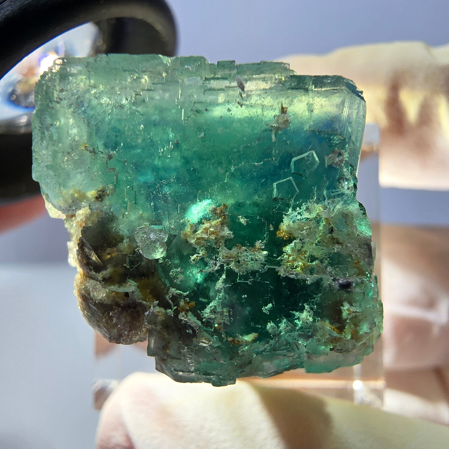Clear Phantom Fluorite Cube parquetted, green Okorusu, Namibia 23*21*20mm