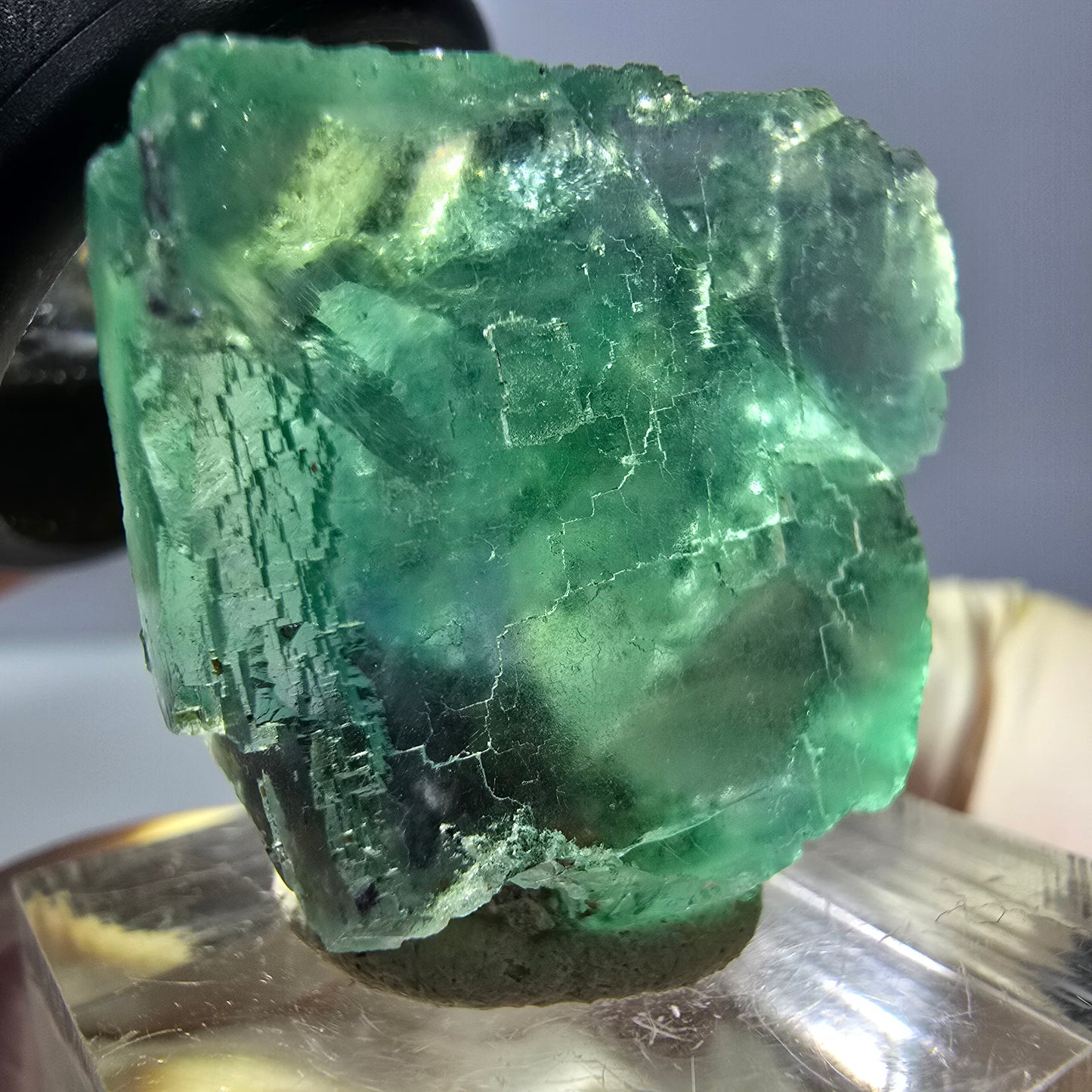 Clear Phantom Fluorite Cube parquetted, green Okorusu, Namibia 26*23*14mm