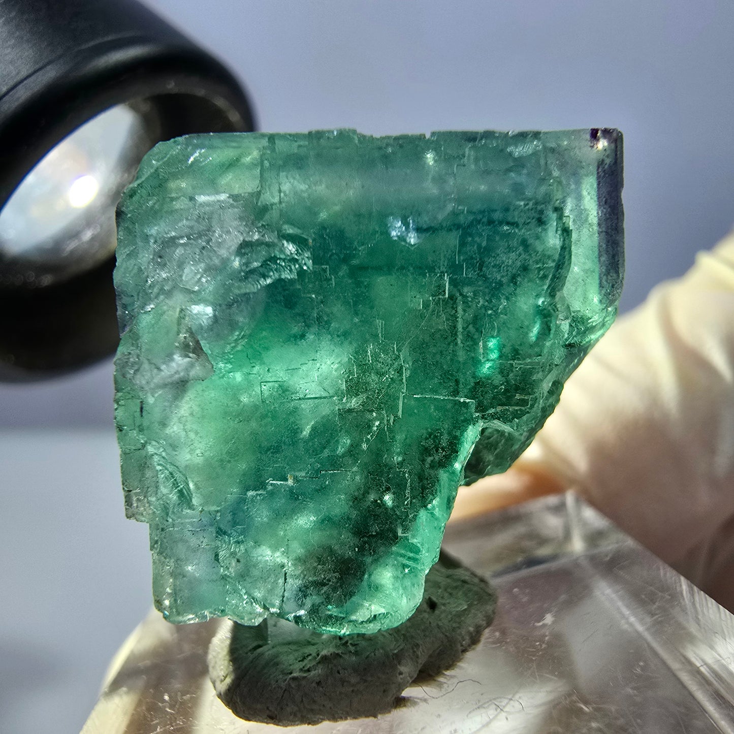 Clear Phantom Fluorite Cube parquetted, green Okorusu, Namibia 25*22*21mm