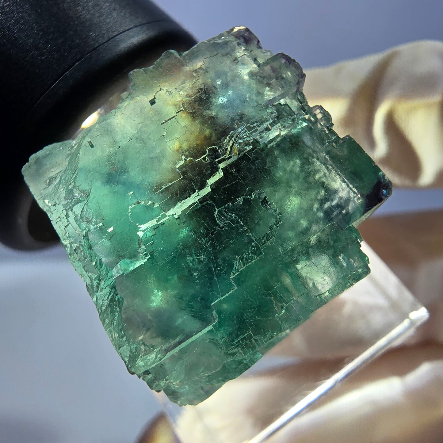 Clear Phantom Fluorite Cube parquetted, green Okorusu, Namibia 25*22*21mm