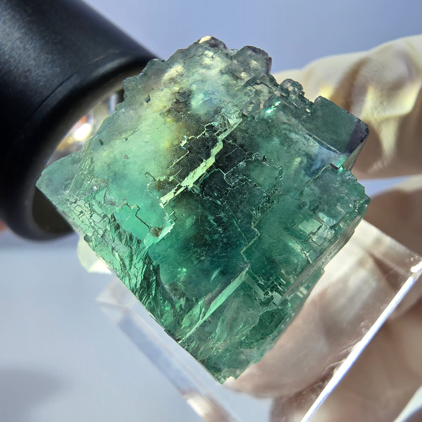 Clear Phantom Fluorite Cube parquetted, green Okorusu, Namibia 25*22*21mm