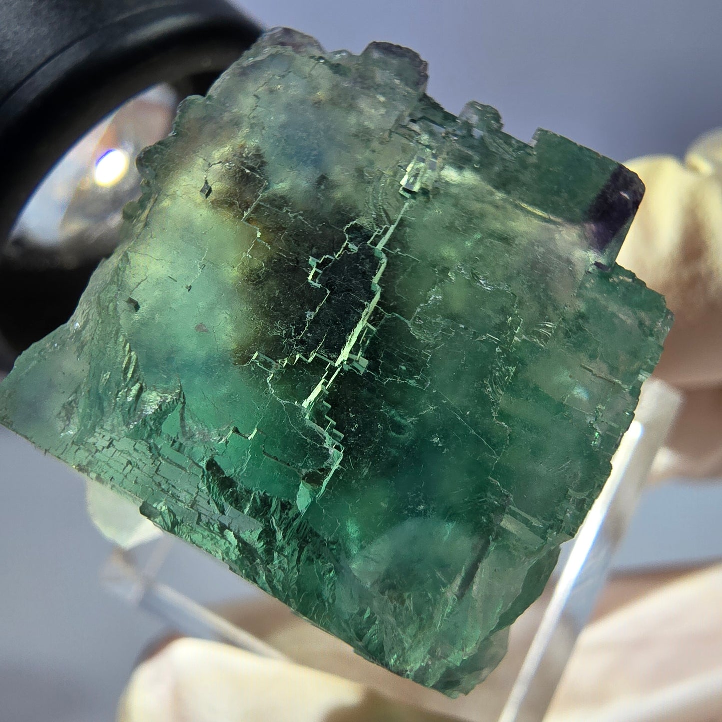 Clear Phantom Fluorite Cube parquetted, green Okorusu, Namibia 25*22*21mm