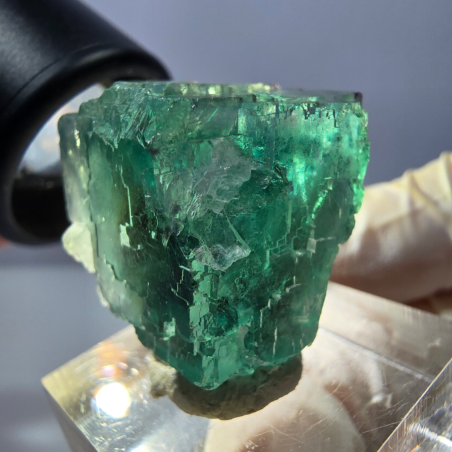 Clear Phantom Fluorite Cube parquetted, green Okorusu, Namibia 25*22*21mm