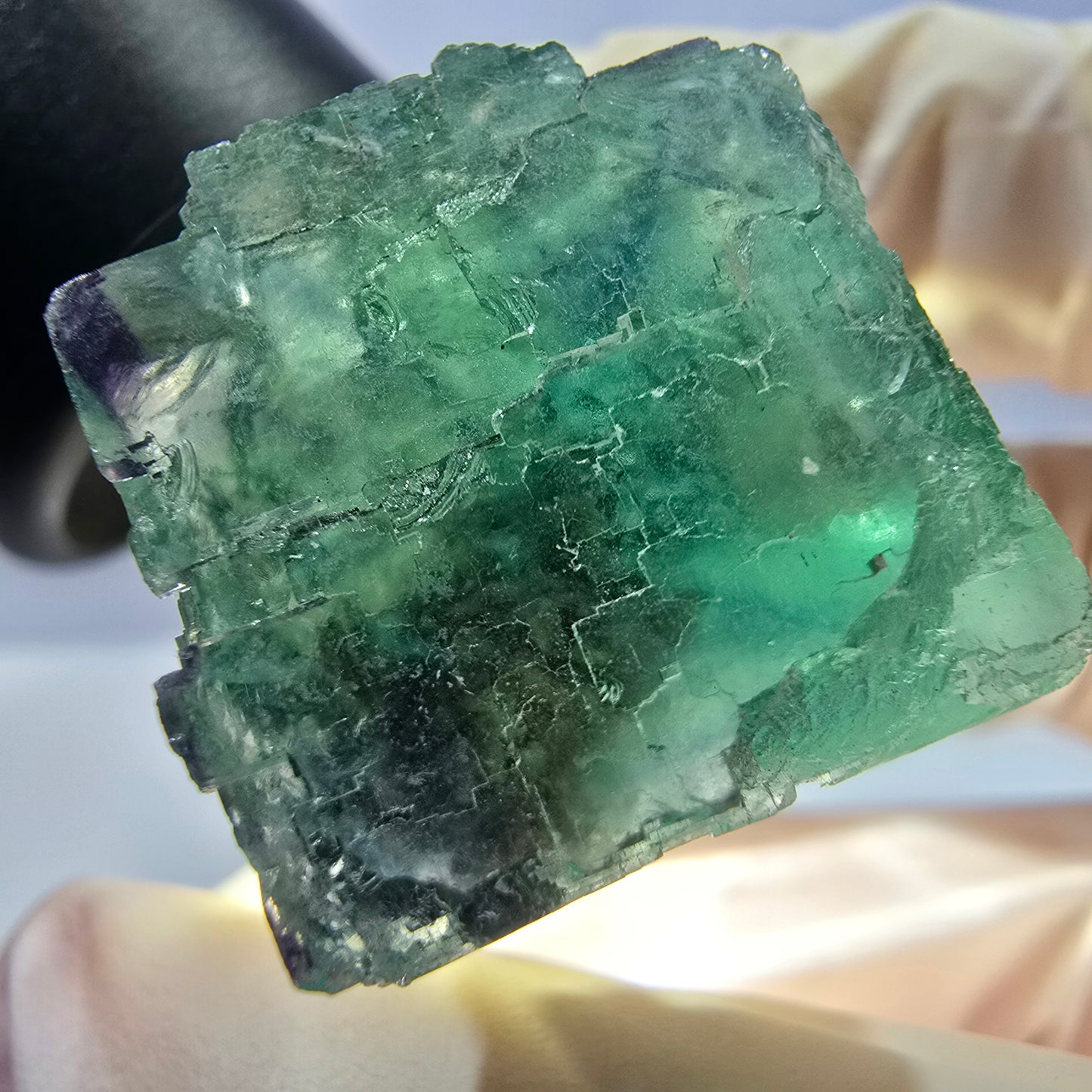 Clear Phantom Fluorite Cube parquetted, green Okorusu, Namibia 25*22*21mm