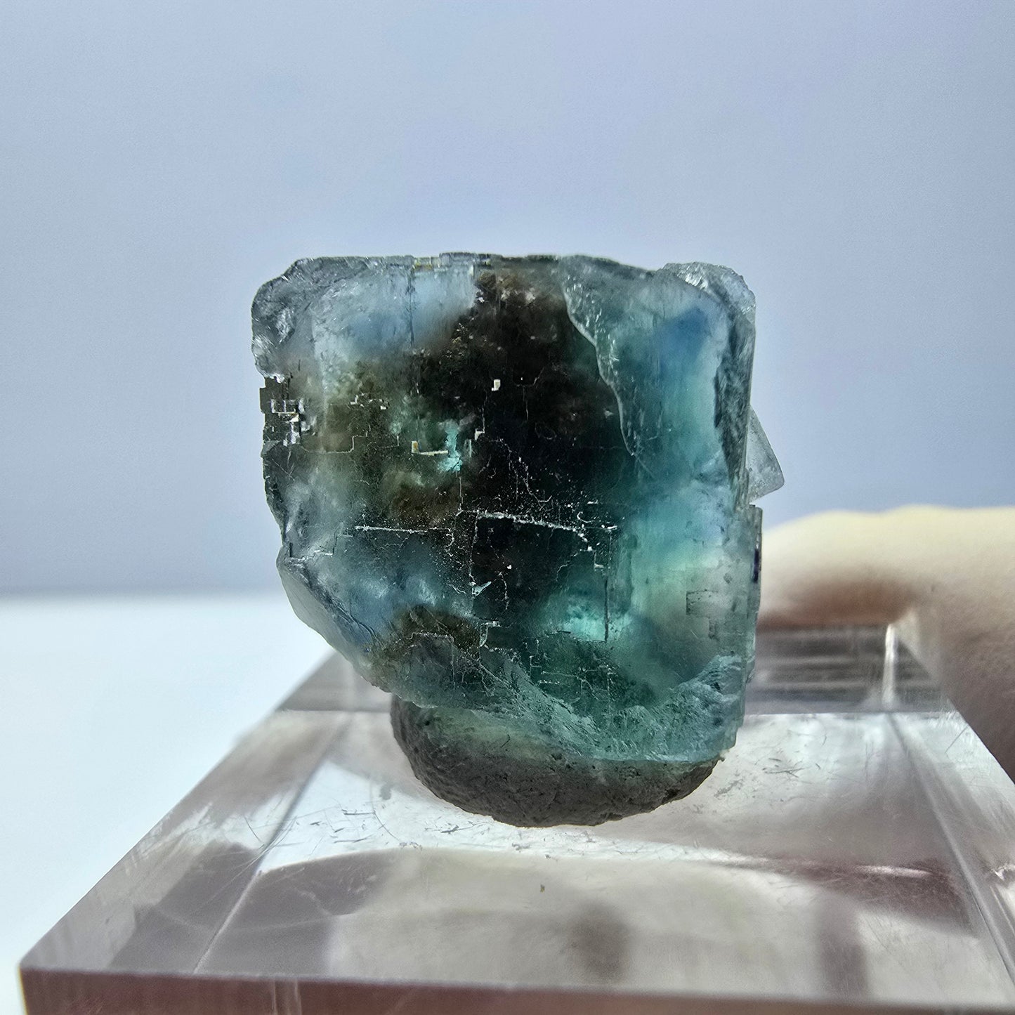 Clear Phantom Fluorite Cube parquetted, green Okorusu, Namibia - 17*16*15mm